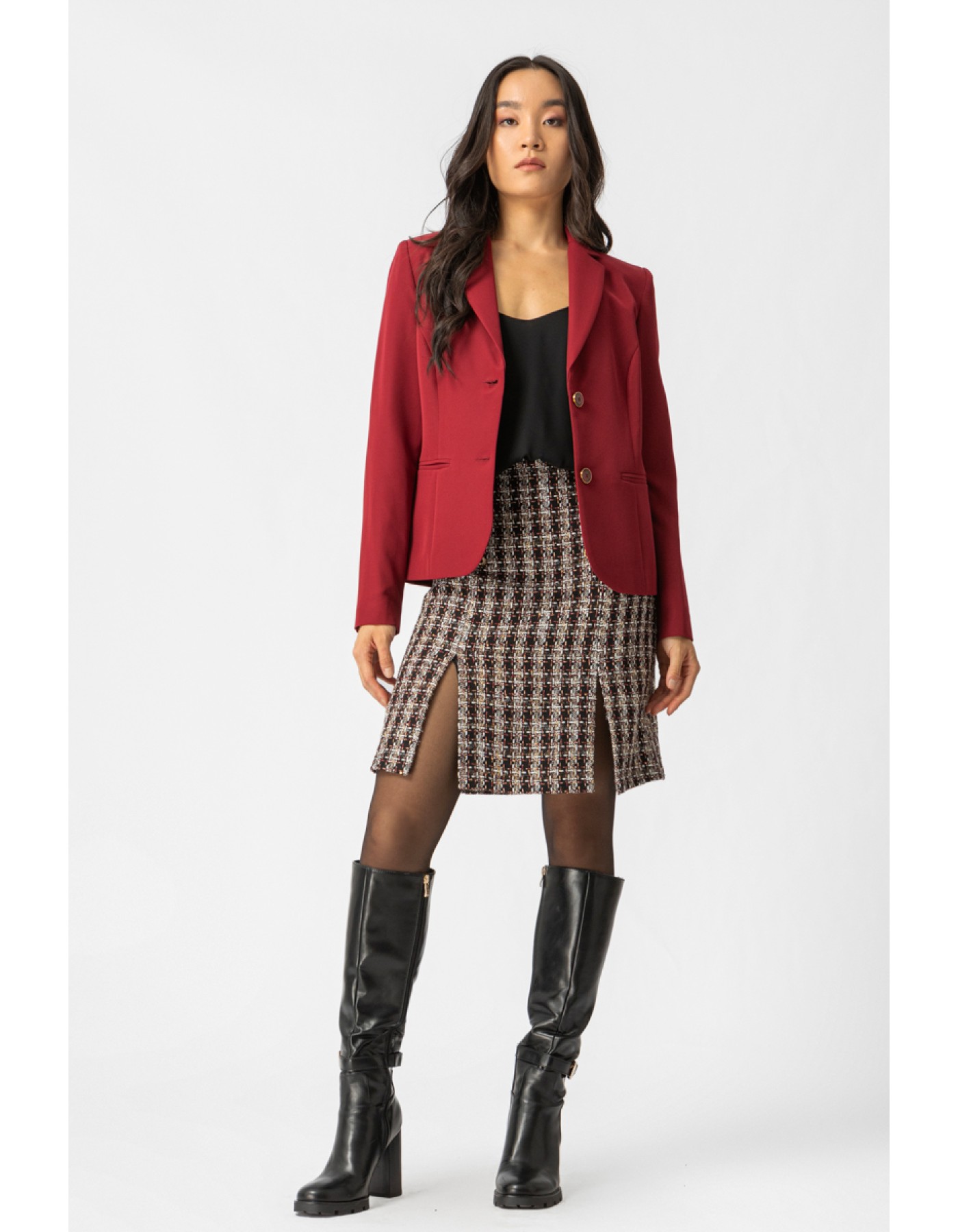 Φούστα Tweed με κουμπιά