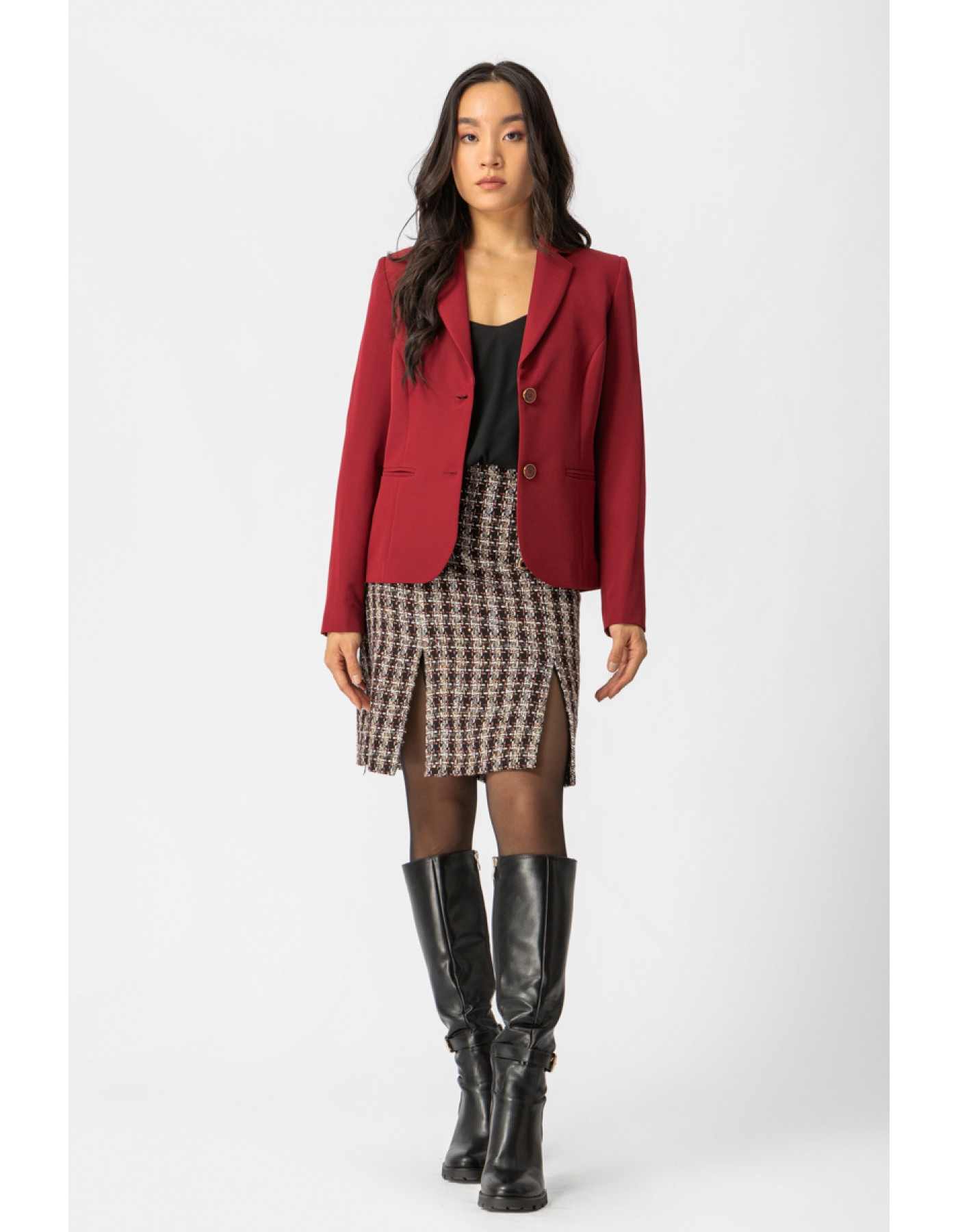 Φούστα Tweed με κουμπιά