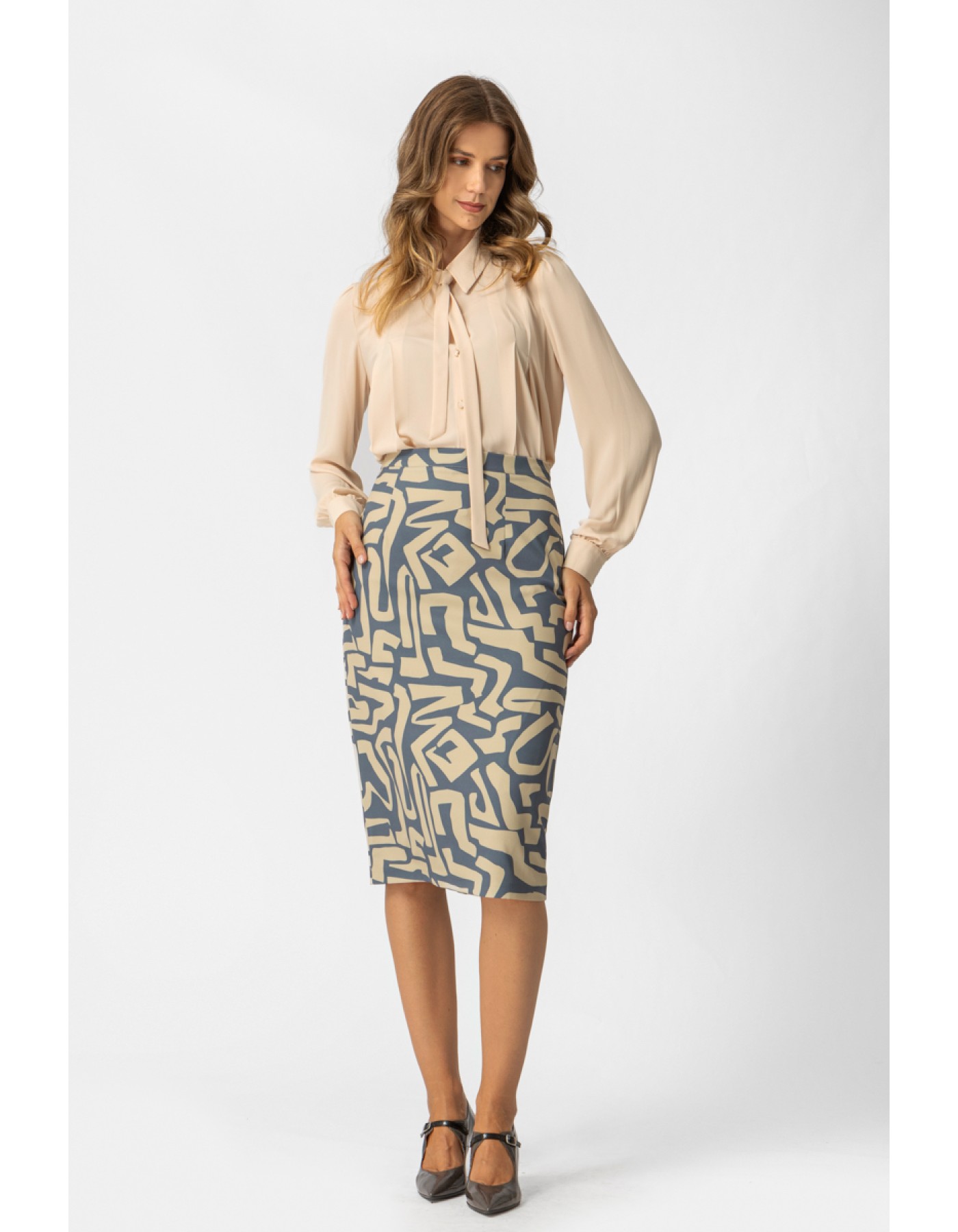 Φούστα κρεπ εμπριμέ Layla