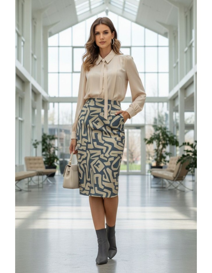 Φούστα κρεπ εμπριμέ Layla