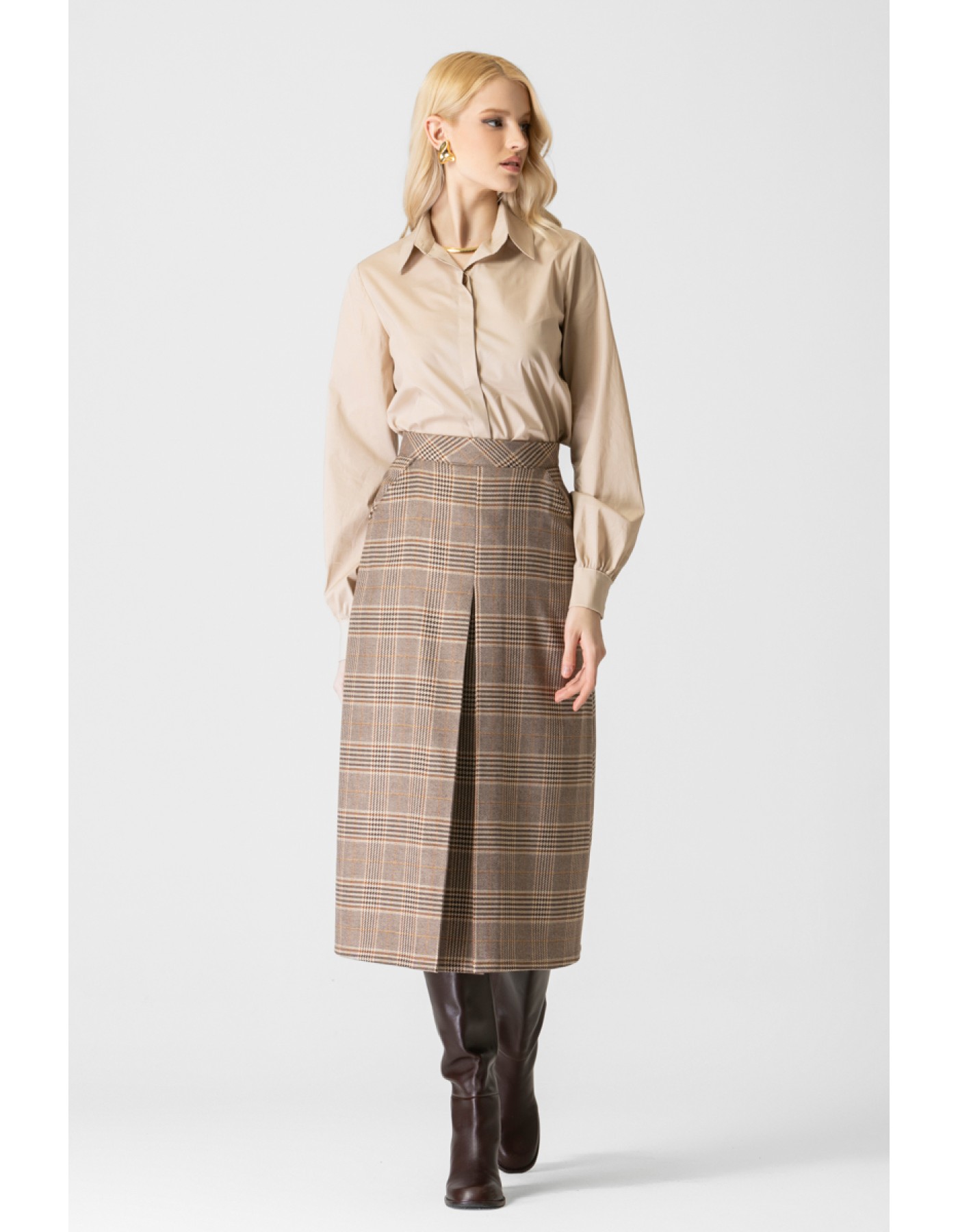 Φούστα καρώ πιέτα Chess