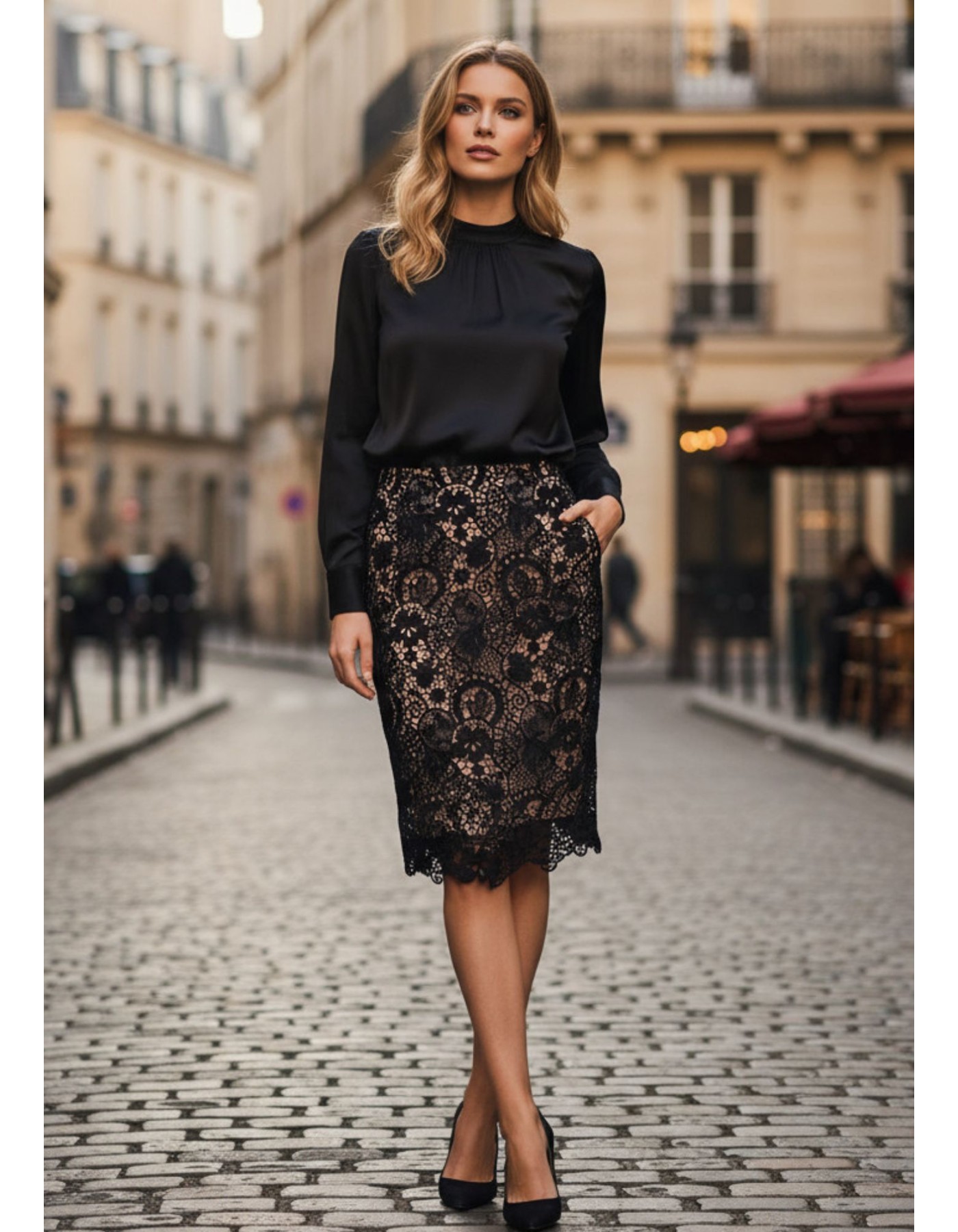 Φούστα Δαντέλα κορδονέ