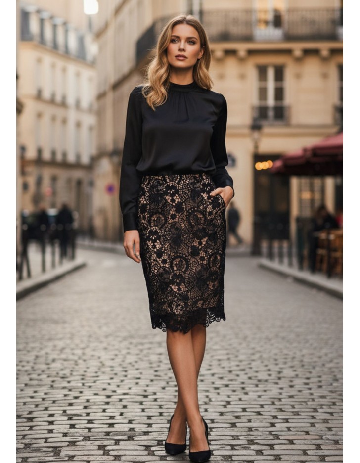 Φούστα Δαντέλα κορδονέ Φούστα Δαντέλα κορδονέ