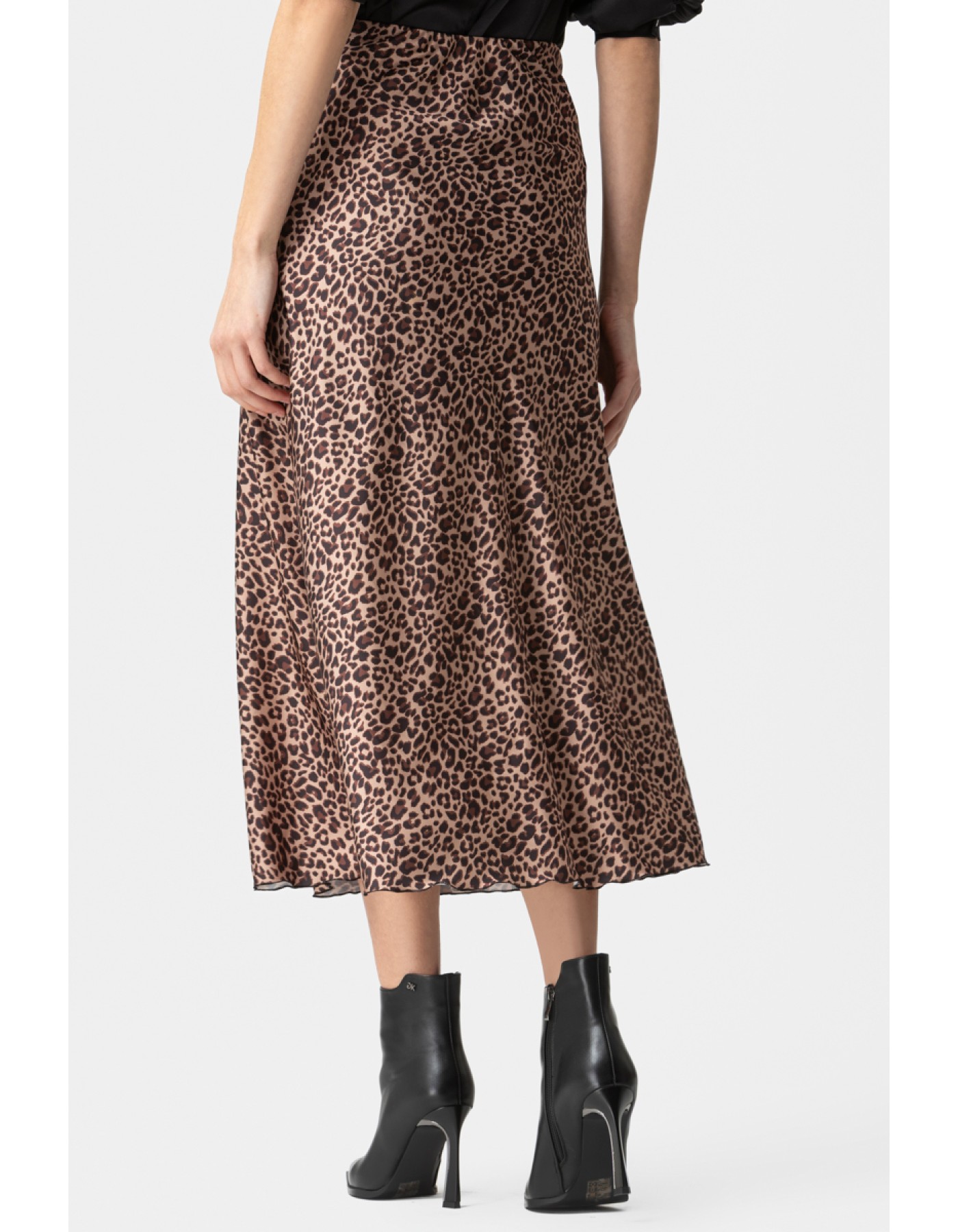 Φούστα σατέν λεοπάρ λοξή