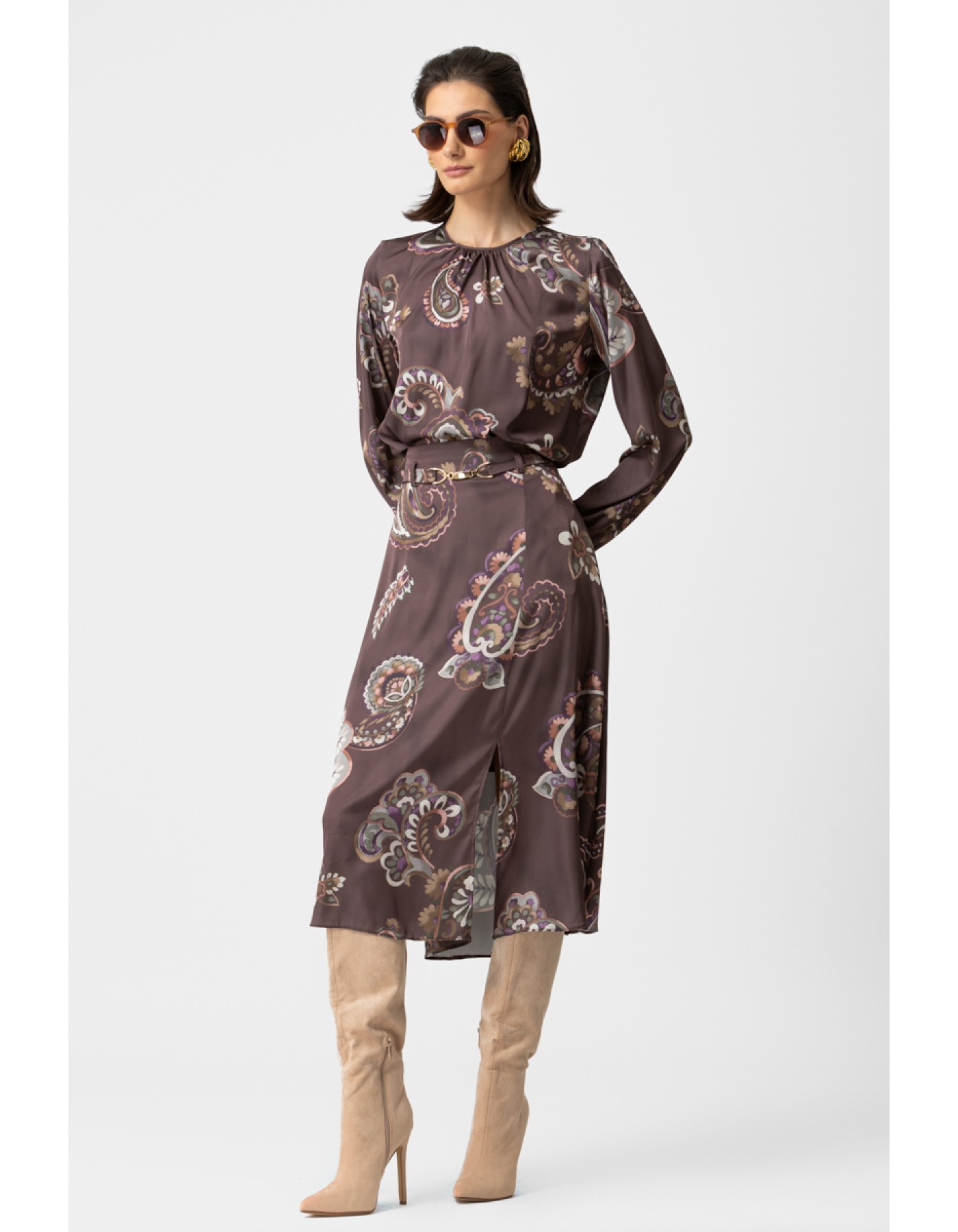 Φούστα σατέν σχίσιμο Angelica Φούστα σατέν σχίσιμο Angelica