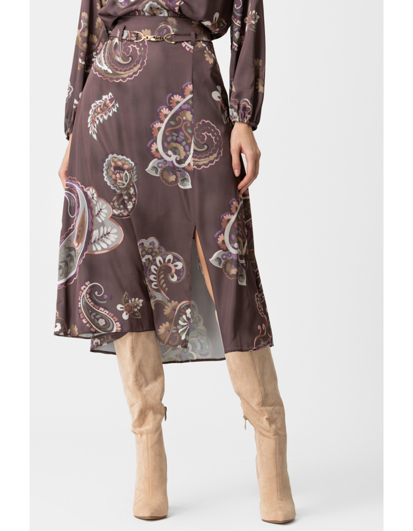 Φούστα σατέν σχίσιμο Angelica Φούστα σατέν σχίσιμο Angelica