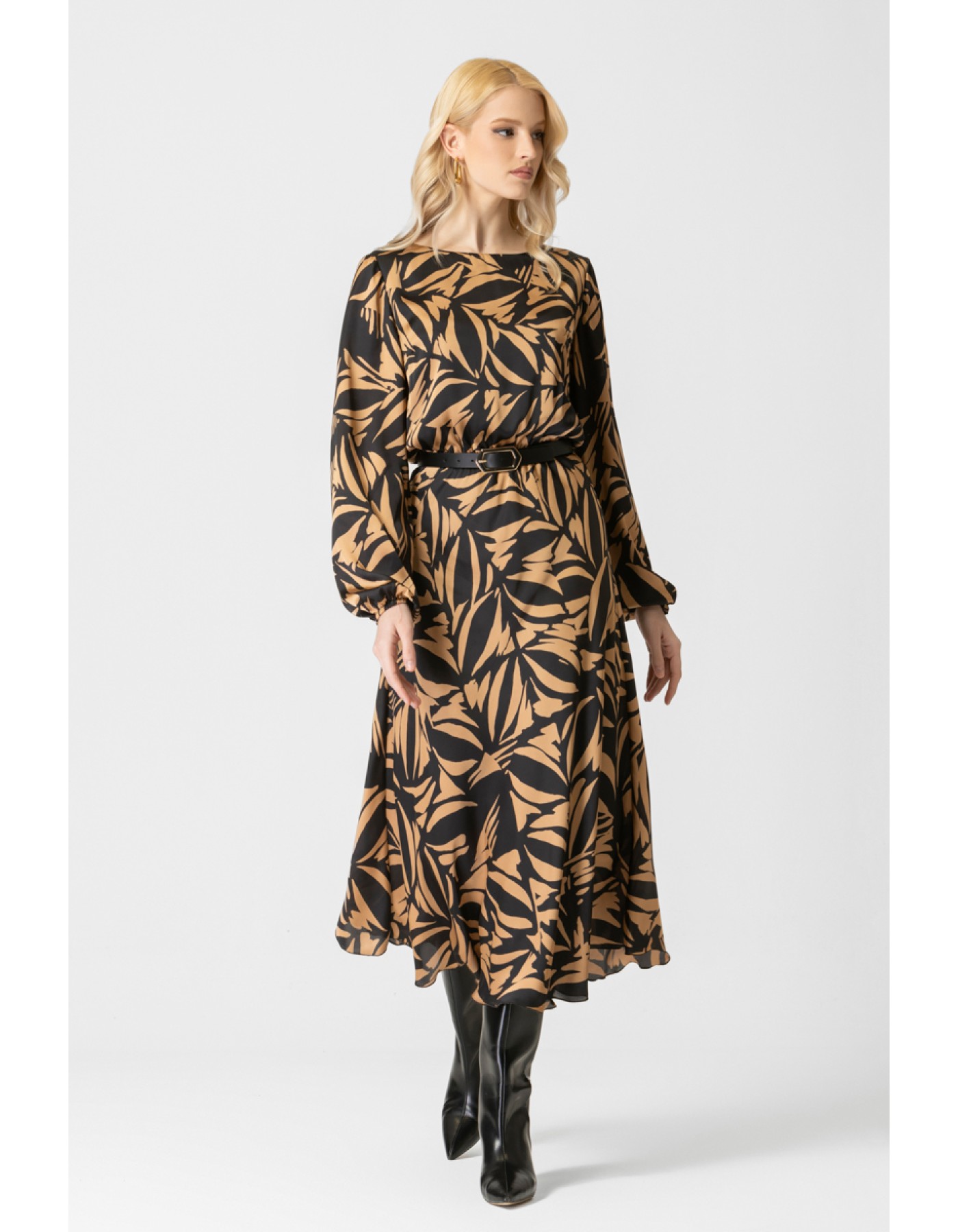 Φόρεμα εμπριμέ σατέν Joanna