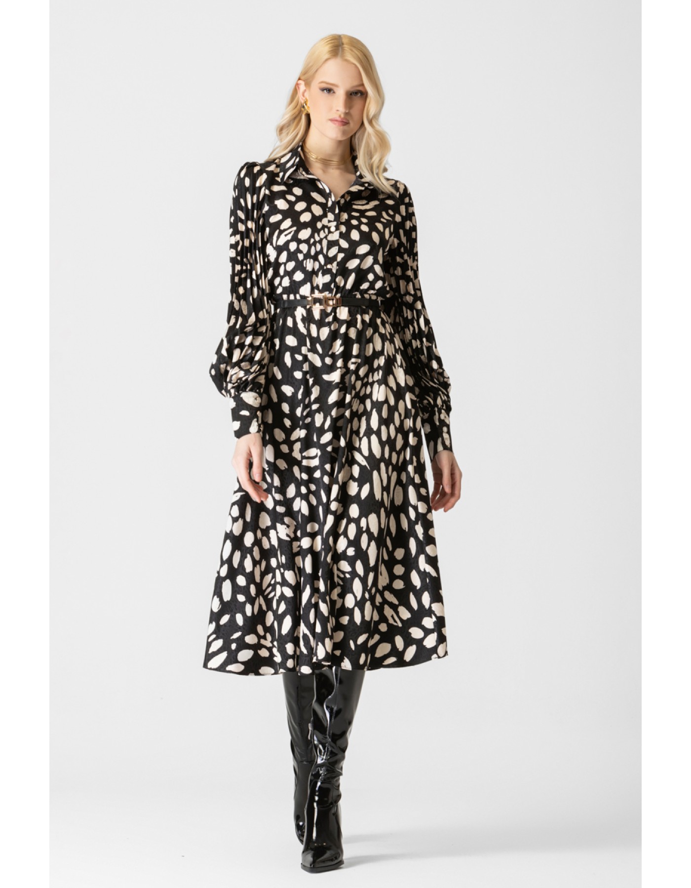 Φόρεμα εμπριμέ πλισέ Leopard