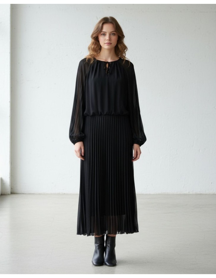 Φόρεμα διαφάνεια πλισέ Crown