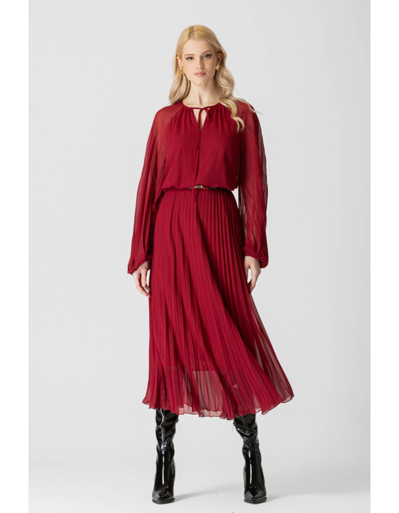 Φόρεμα διαφάνεια πλισέ Crown