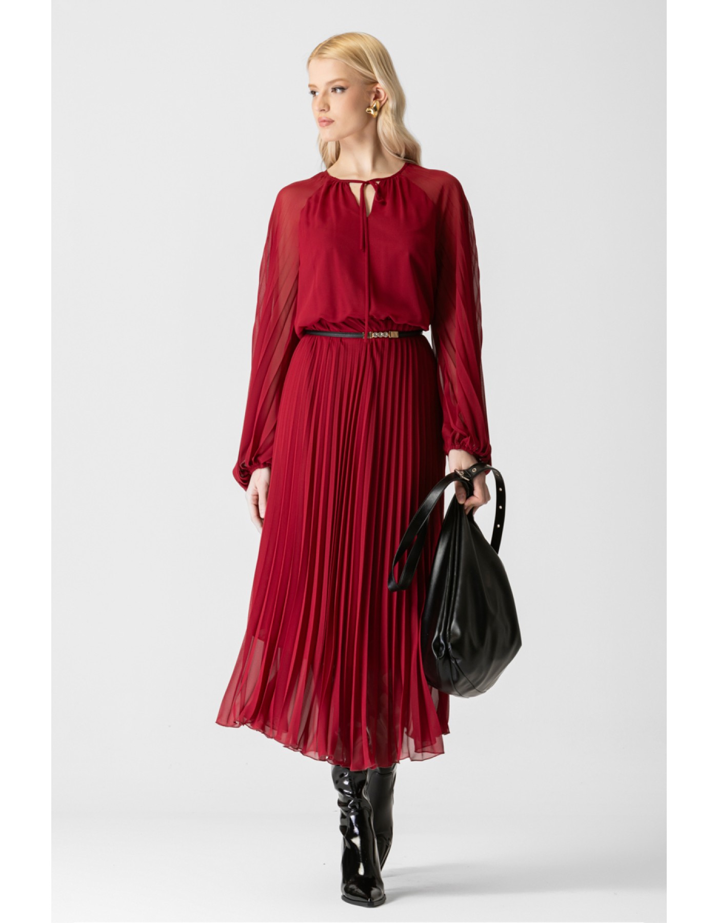 Φόρεμα διαφάνεια πλισέ Crown