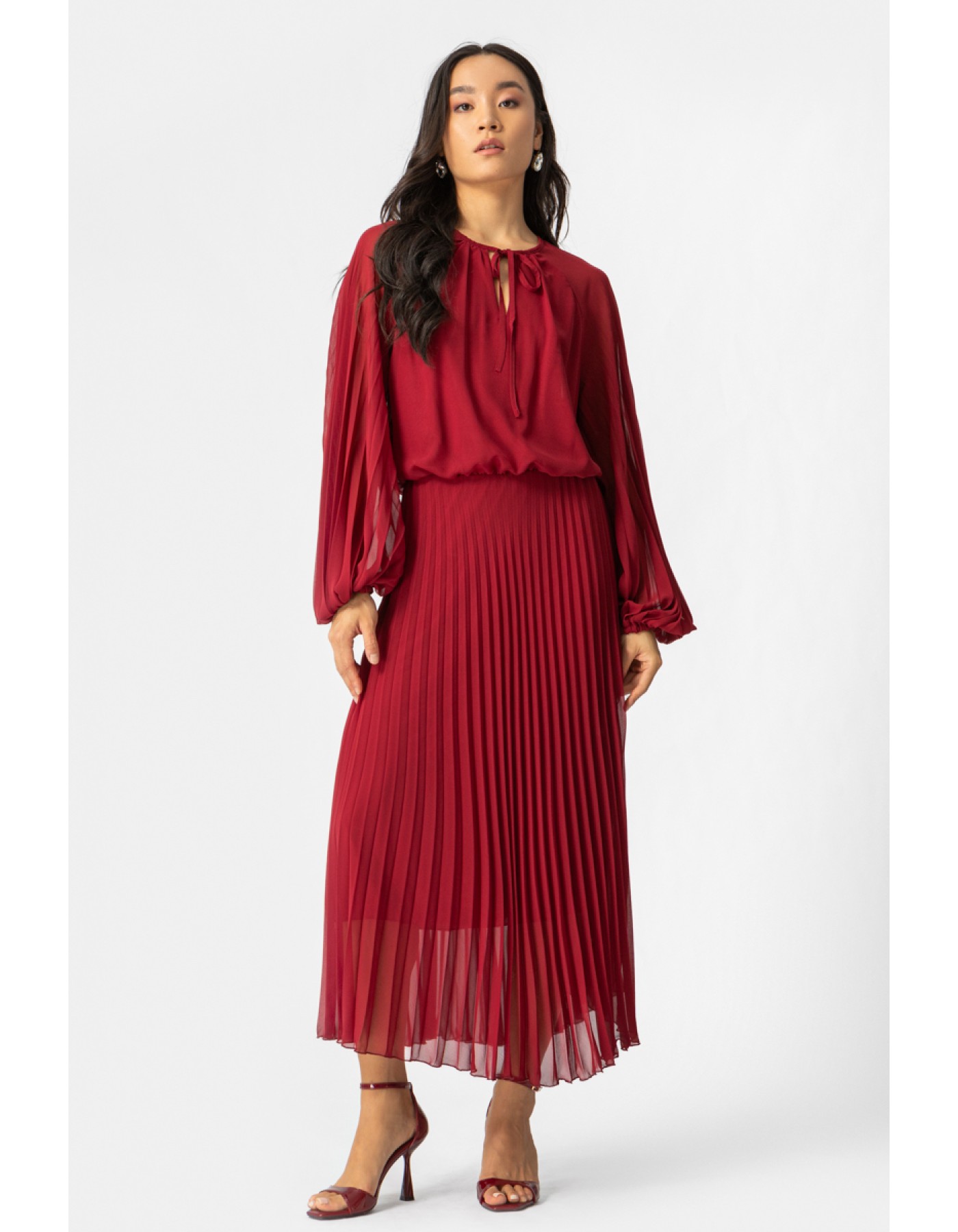 Φόρεμα διαφάνεια πλισέ Crown