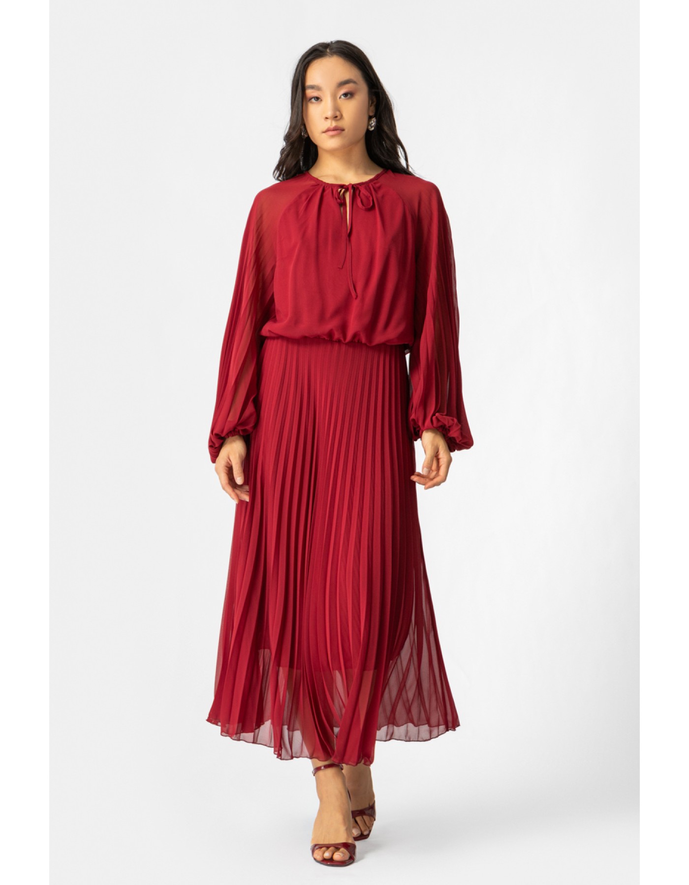 Φόρεμα διαφάνεια πλισέ Crown