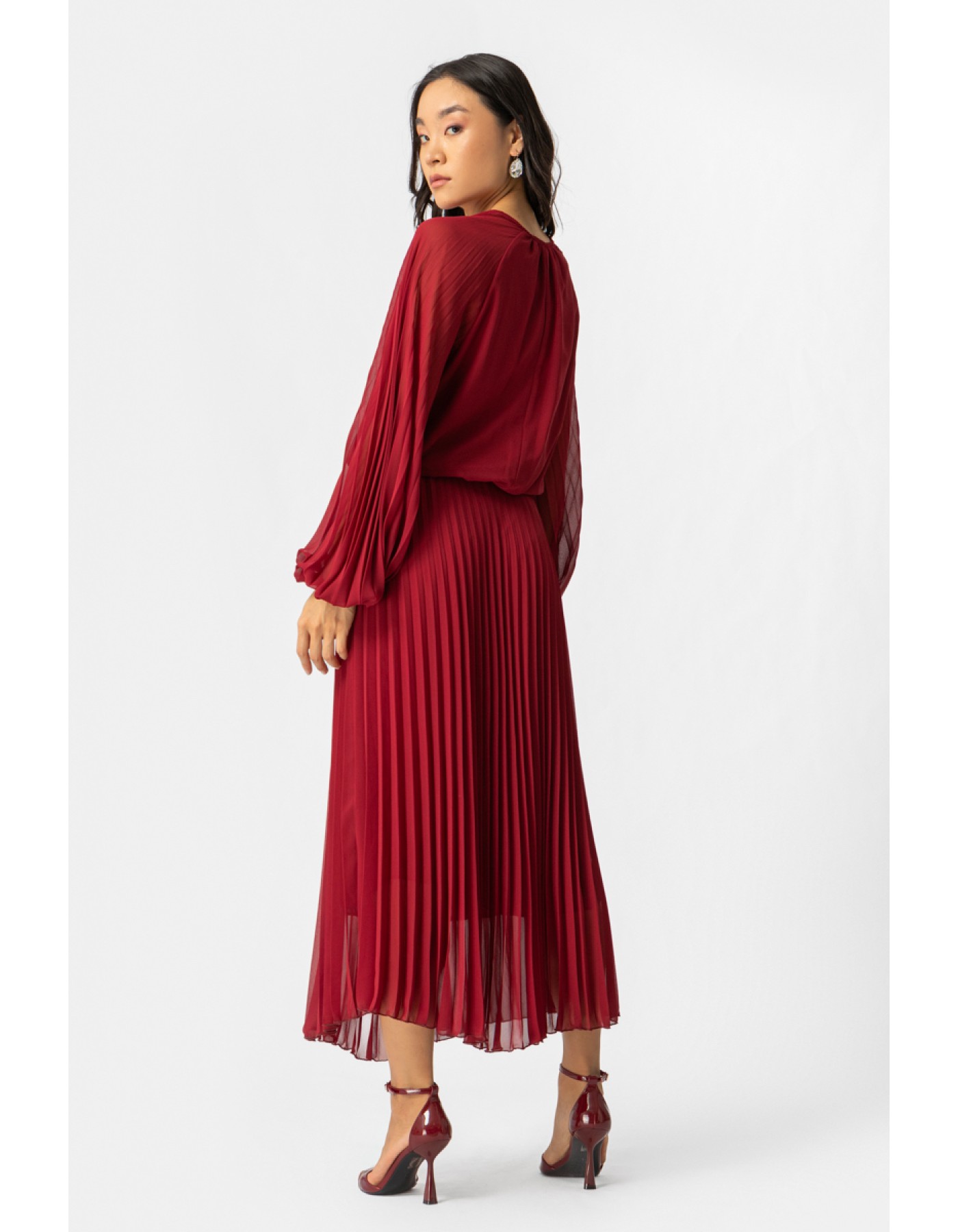 Φόρεμα διαφάνεια πλισέ Crown