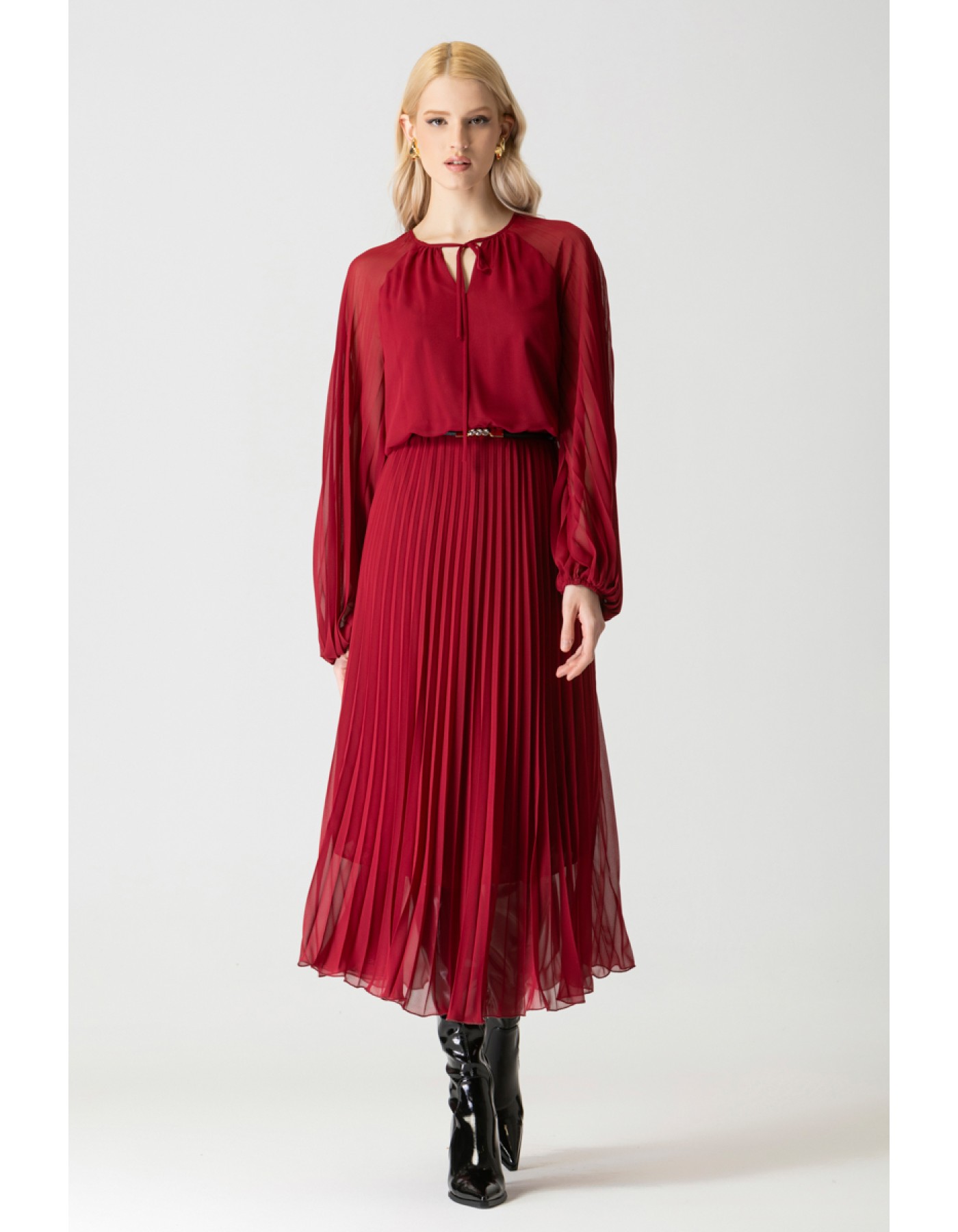 Φόρεμα διαφάνεια πλισέ Crown