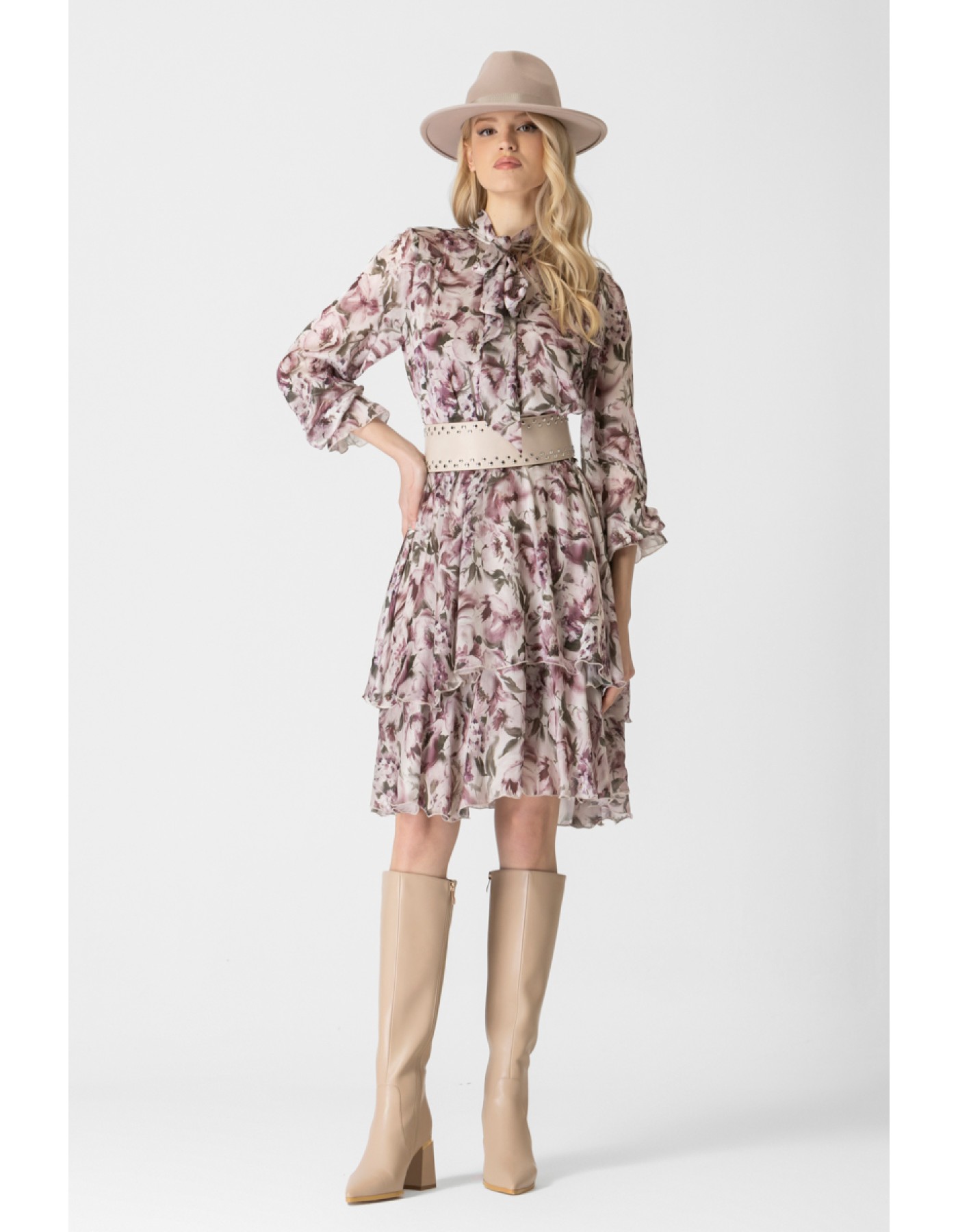 Φόρεμα εμπριμέ διαφάνεια silky touch