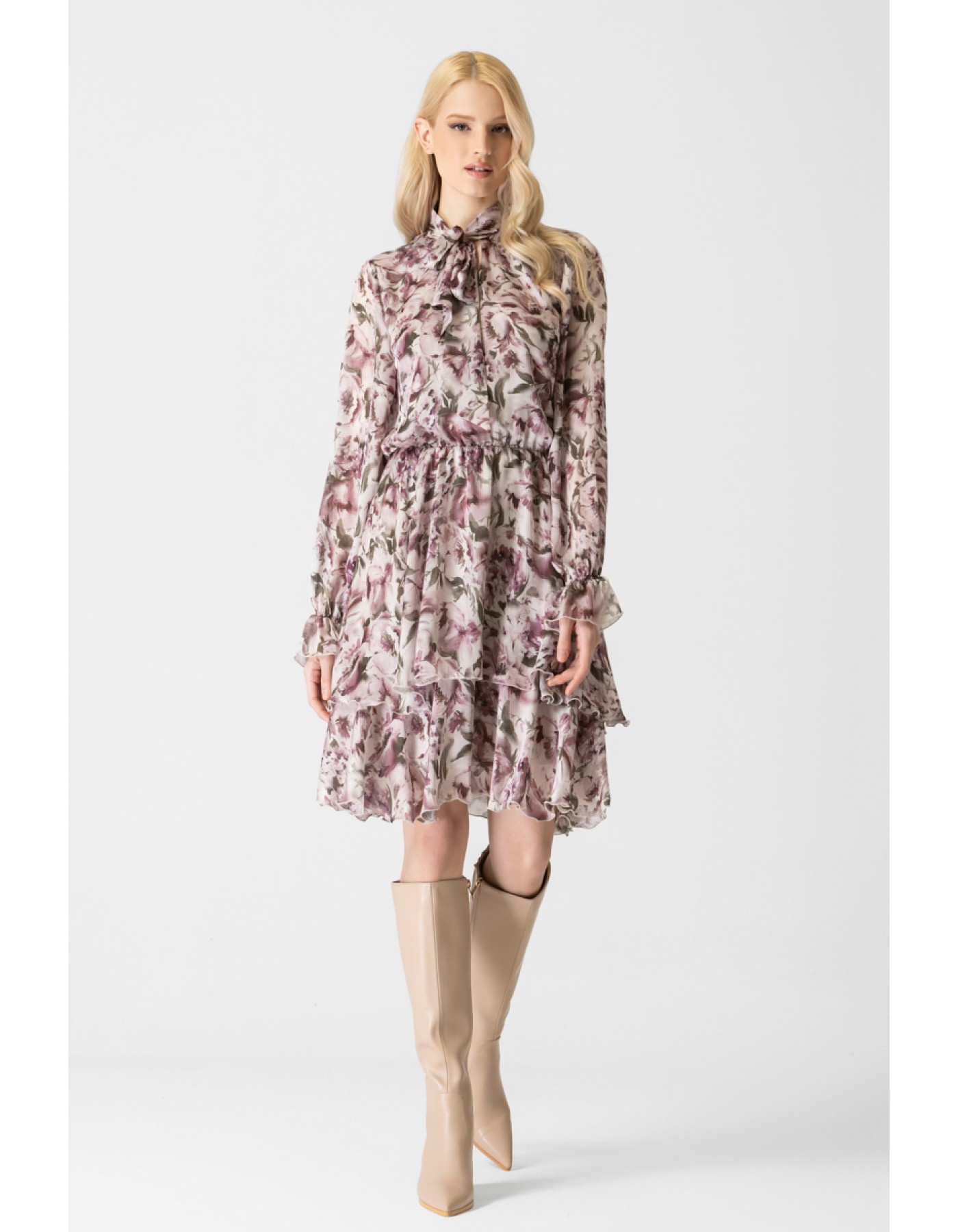 Φόρεμα εμπριμέ διαφάνεια silky touch