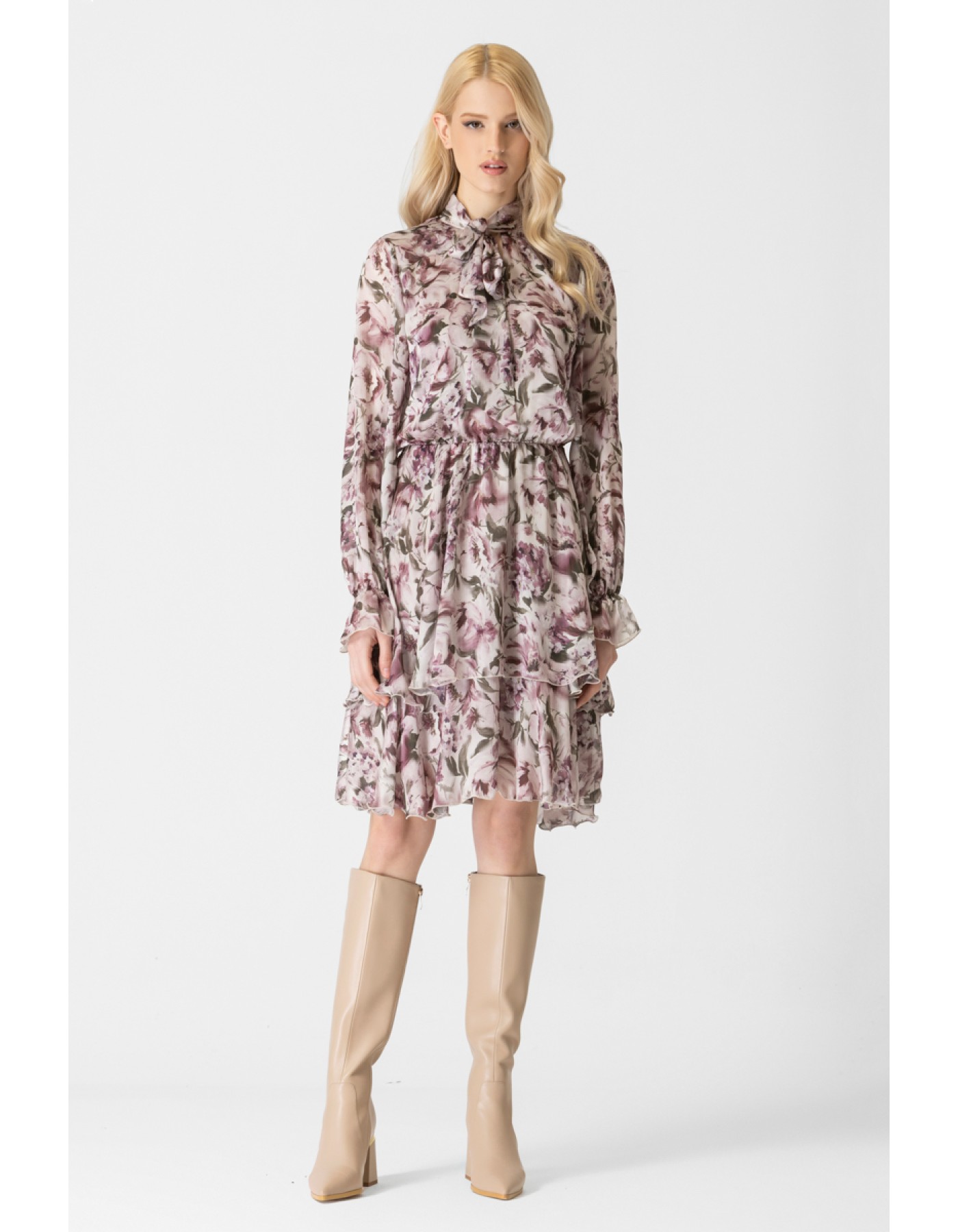 Φόρεμα εμπριμέ διαφάνεια silky touch