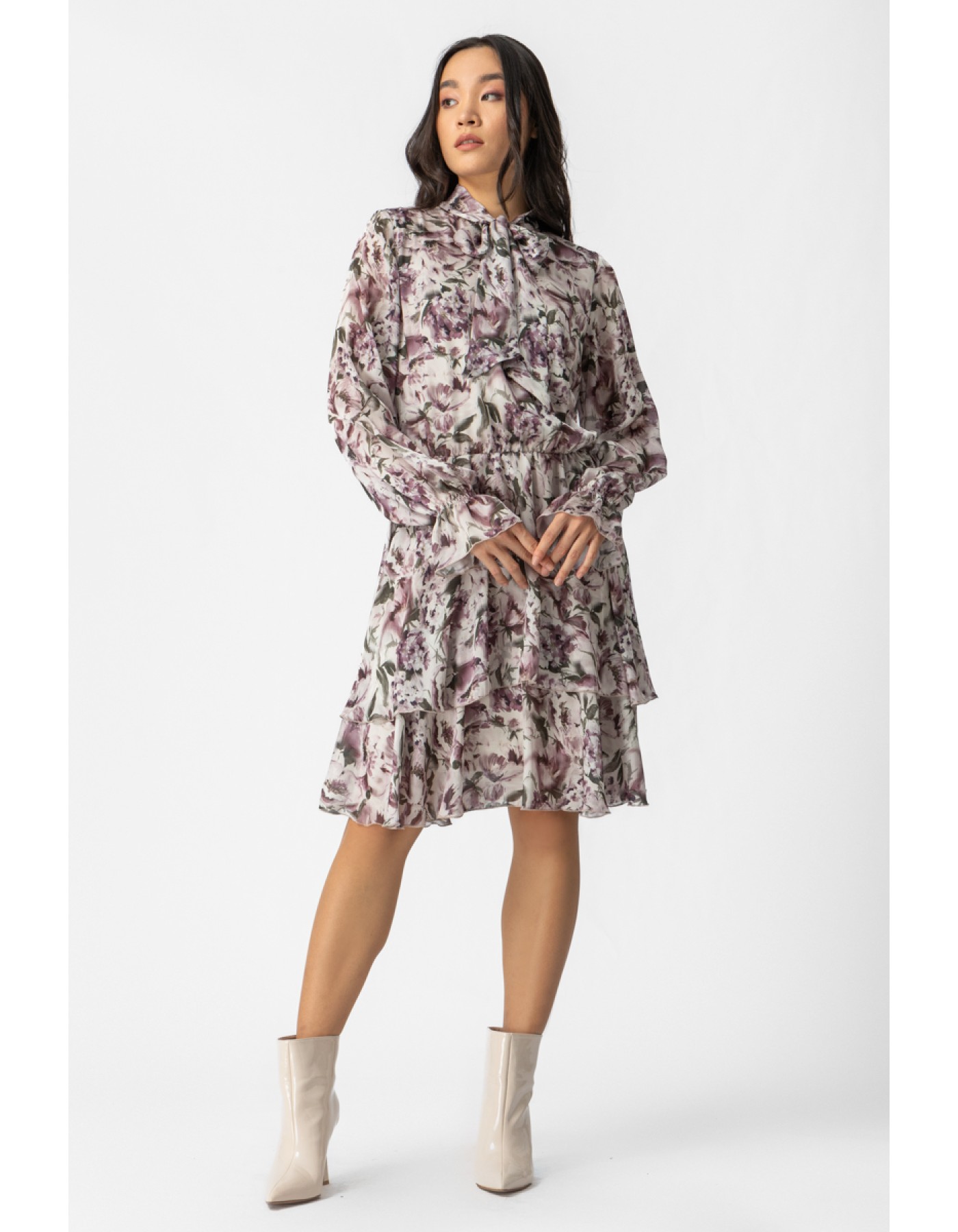 Φόρεμα εμπριμέ διαφάνεια silky touch