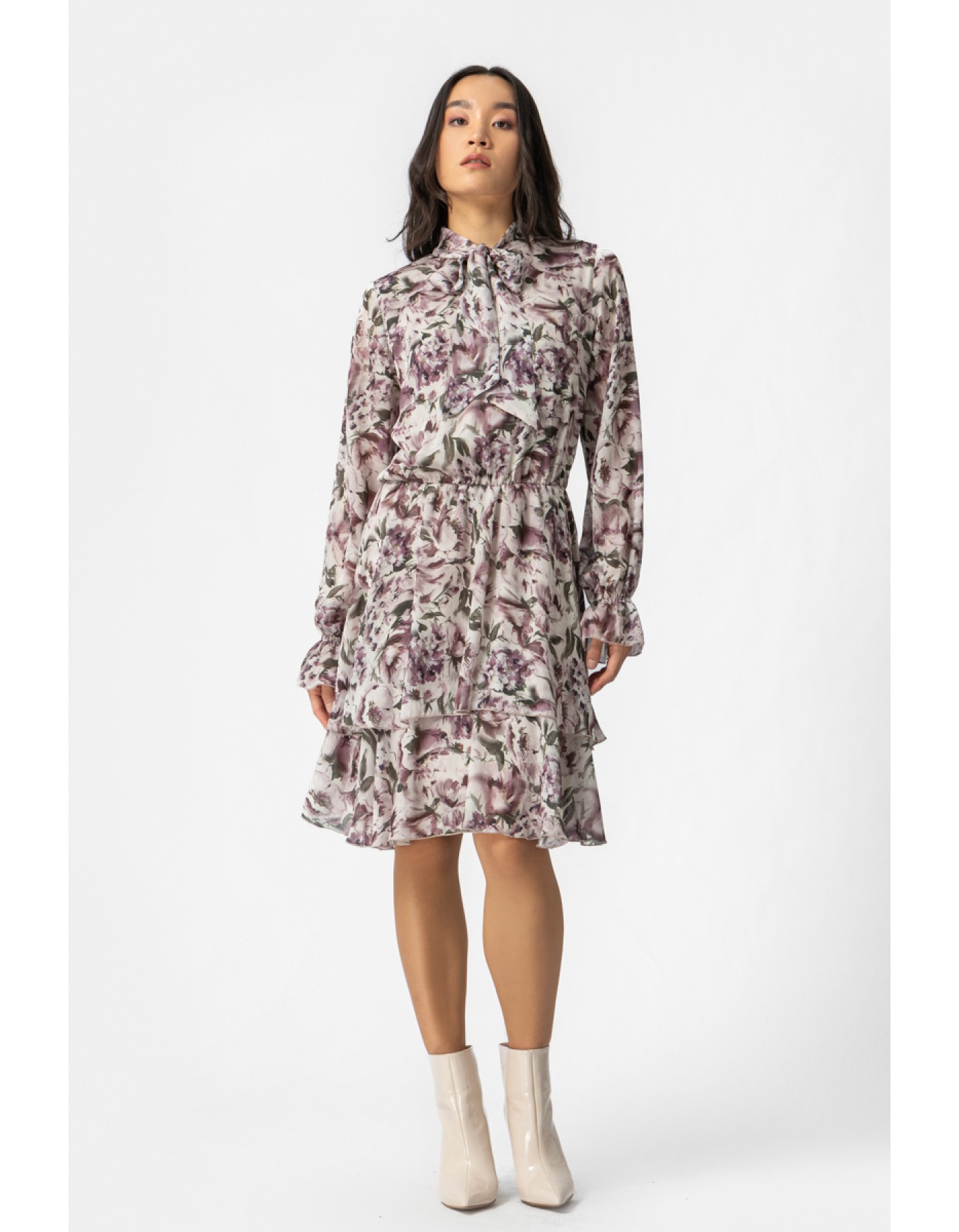 Φόρεμα εμπριμέ διαφάνεια silky touch