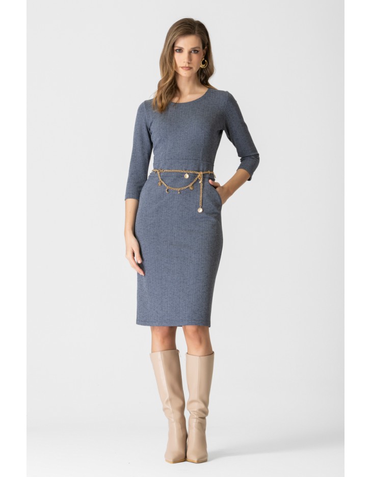 Φόρεμα ζακάρ ελαστικό Denim look