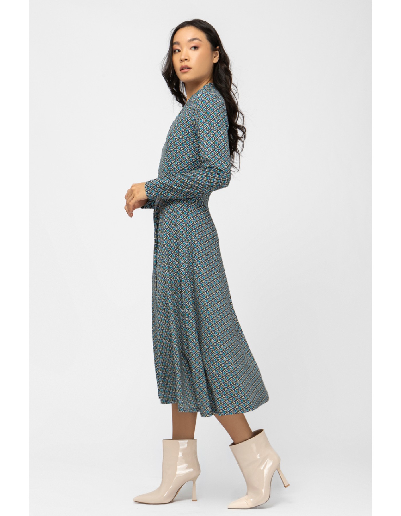 Φόρεμα jersey εμπριμέ ζώνη