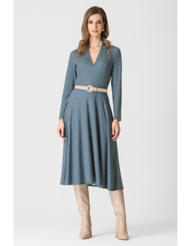 Φόρεμα jersey εμπριμέ ζώνη