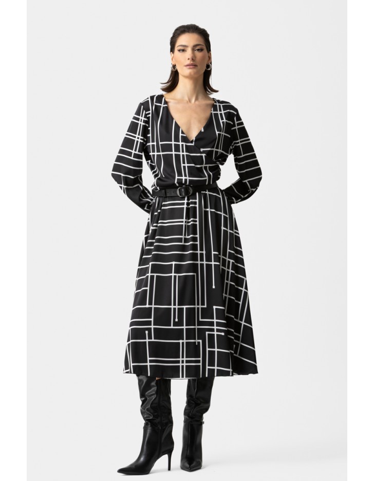 Φόρεμα σατέν ασπρόμαυρο κρουαζέ