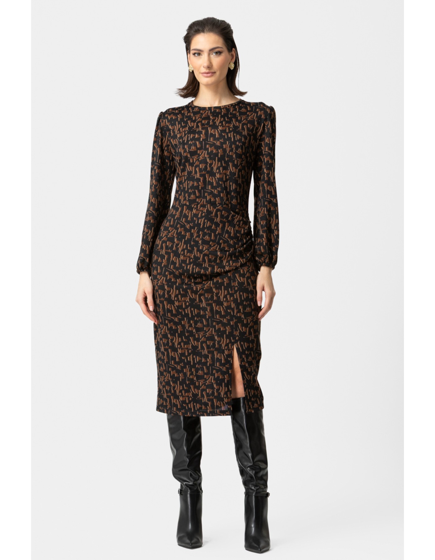 Φόρεμα πλεχτό εμπριμέ Nandia