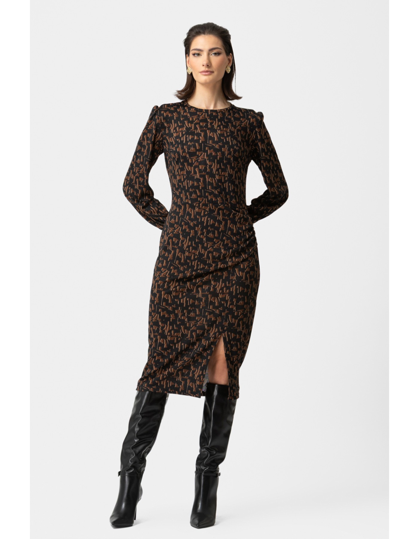 Φόρεμα πλεχτό εμπριμέ Nandia