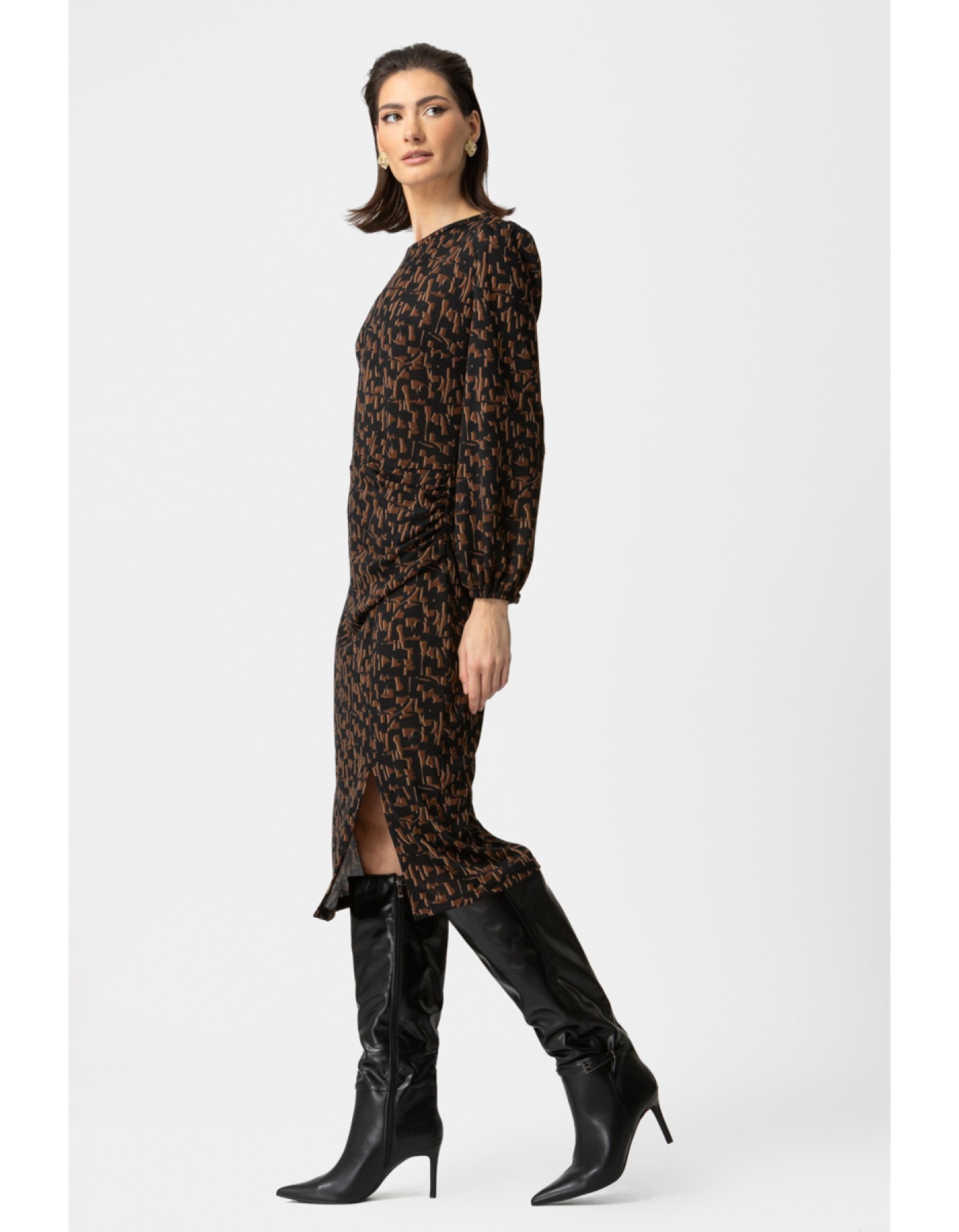 Φόρεμα πλεχτό εμπριμέ Nandia