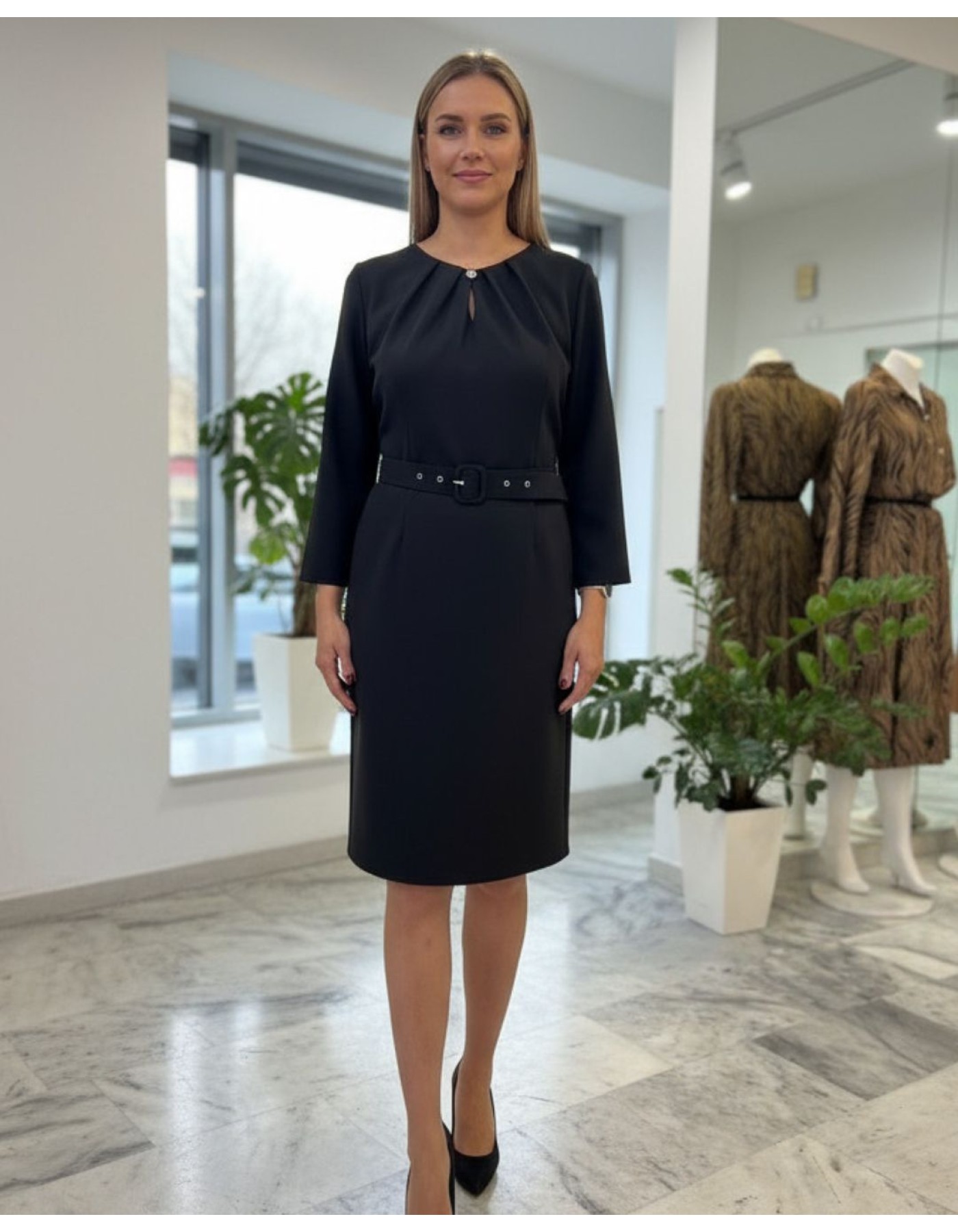 Φόρεμα κρεπ ζώνη Muffin