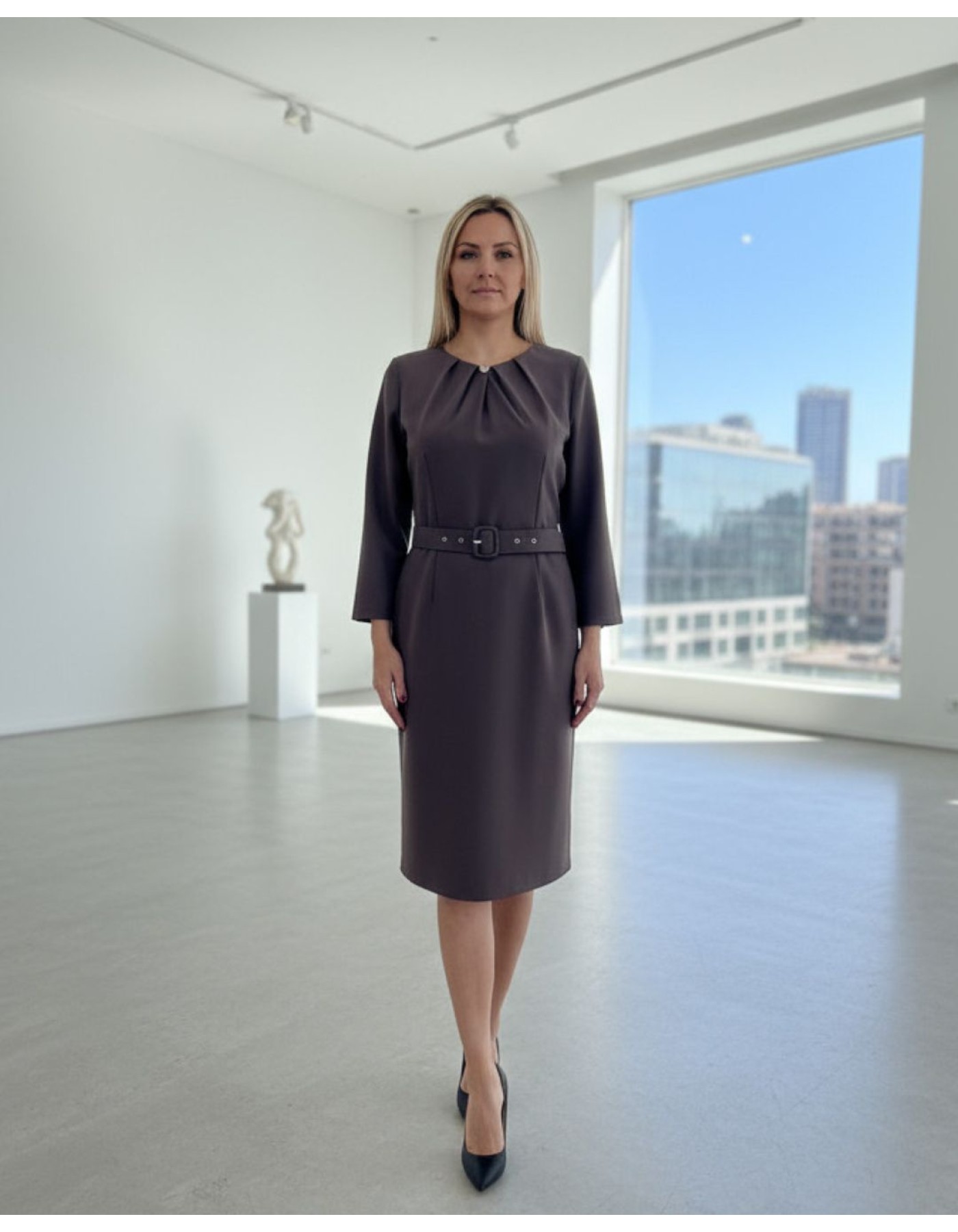 Φόρεμα κρεπ ζώνη Muffin