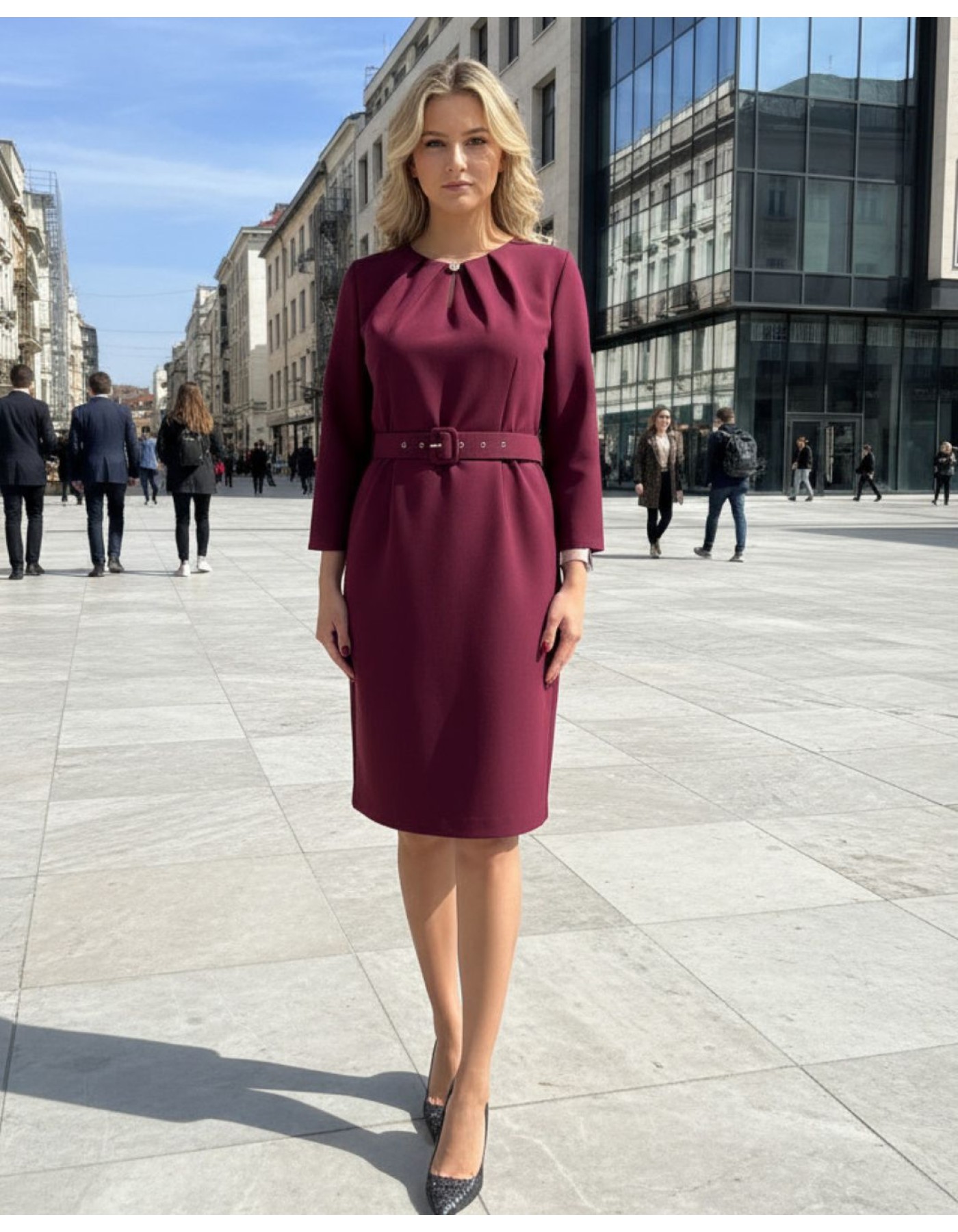 Φόρεμα κρεπ ζώνη Muffin