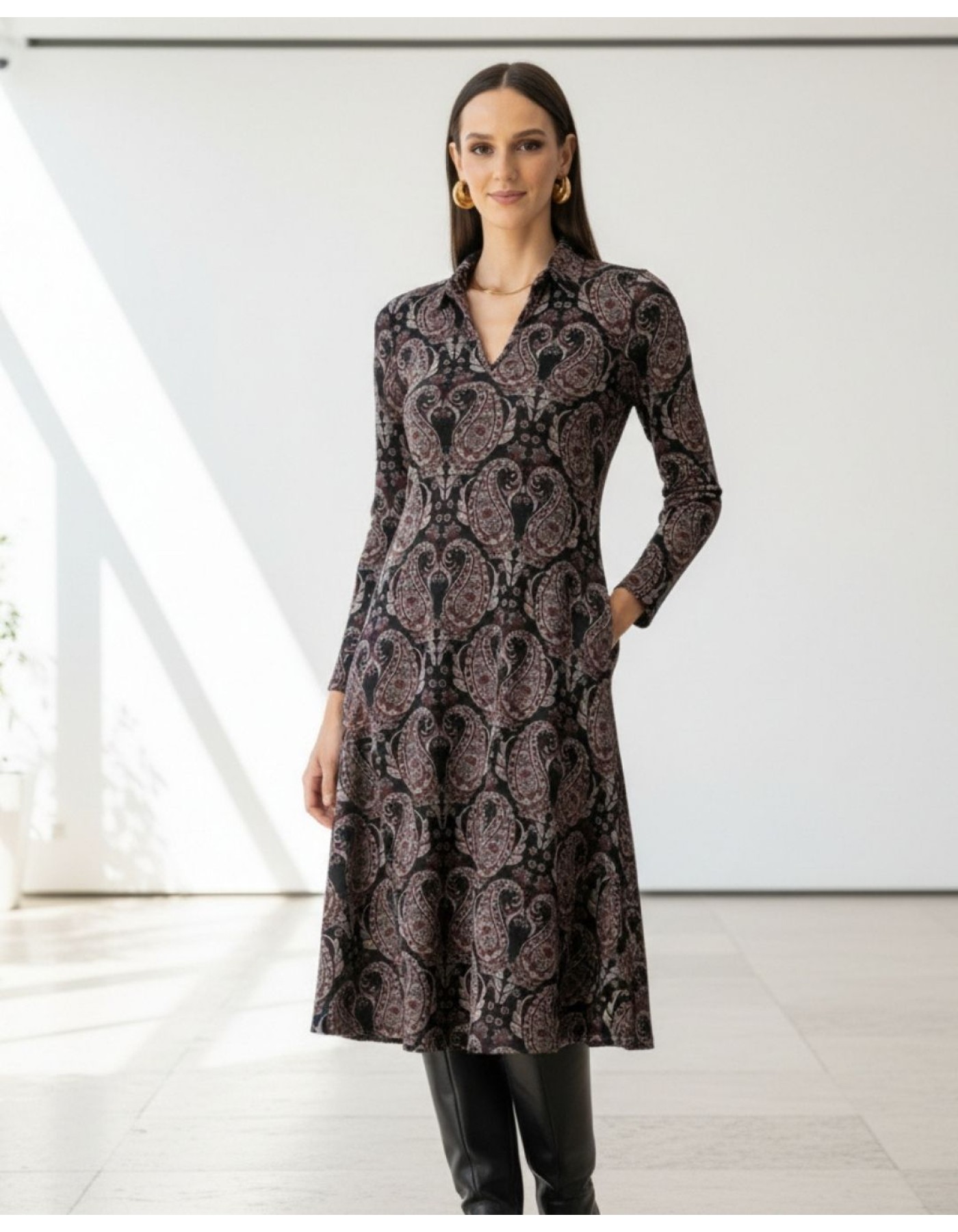 Φόρεμα πλεχτό γιακάς Margie