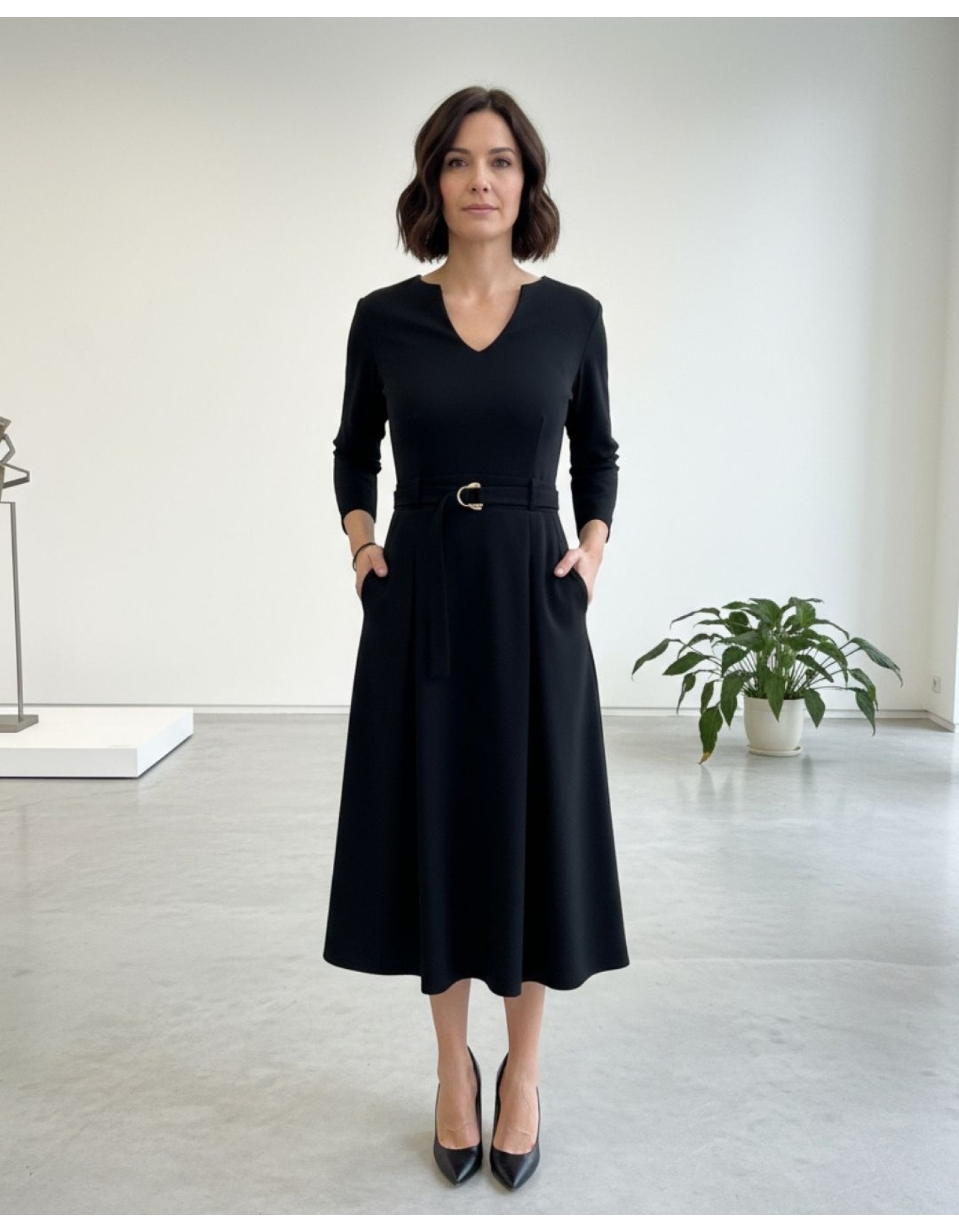 Φόρεμα Scuba Κρεπ ζώνη