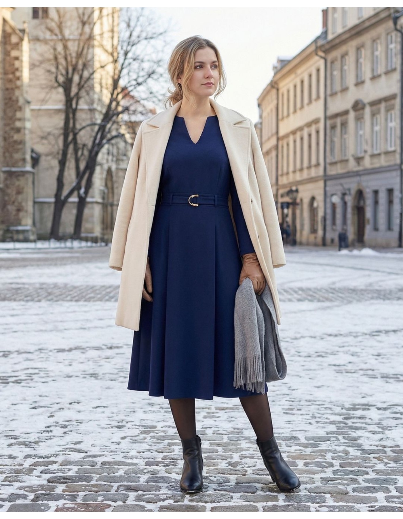 Φόρεμα Scuba Κρεπ ζώνη