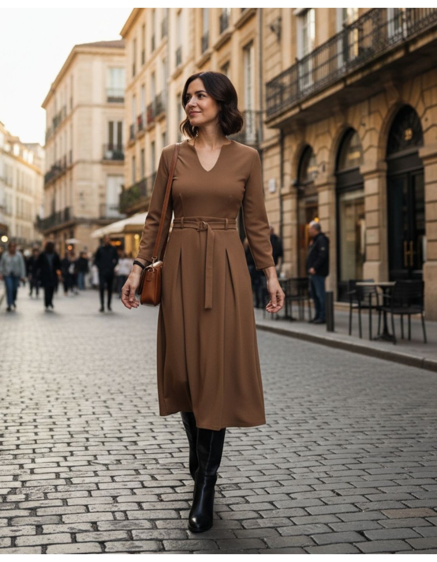 Φόρεμα Scuba Κρεπ ζώνη