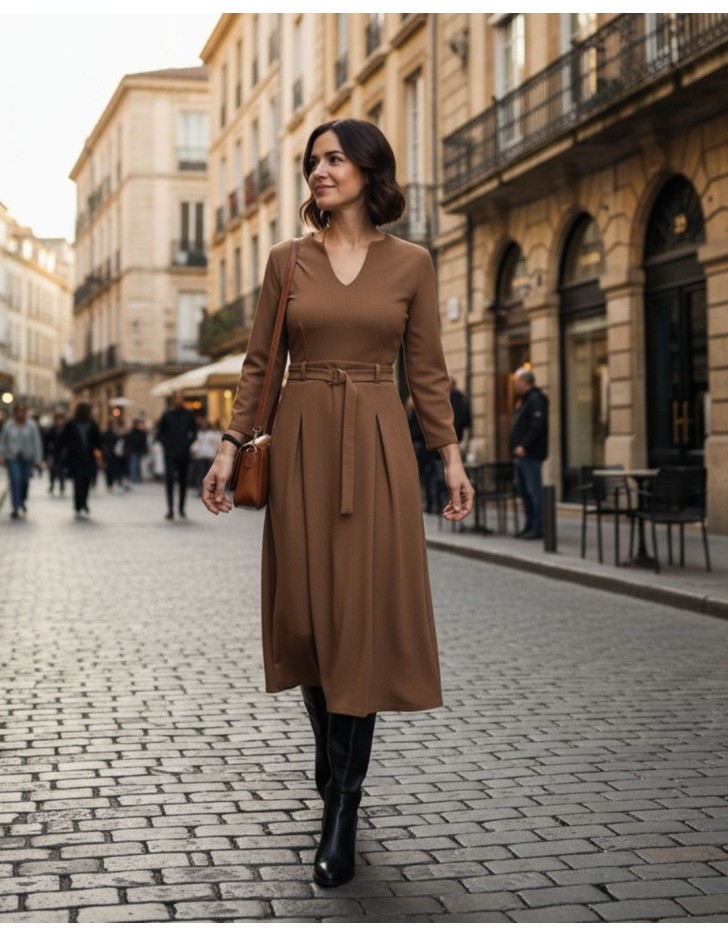 Φόρεμα Scuba Κρεπ ζώνη