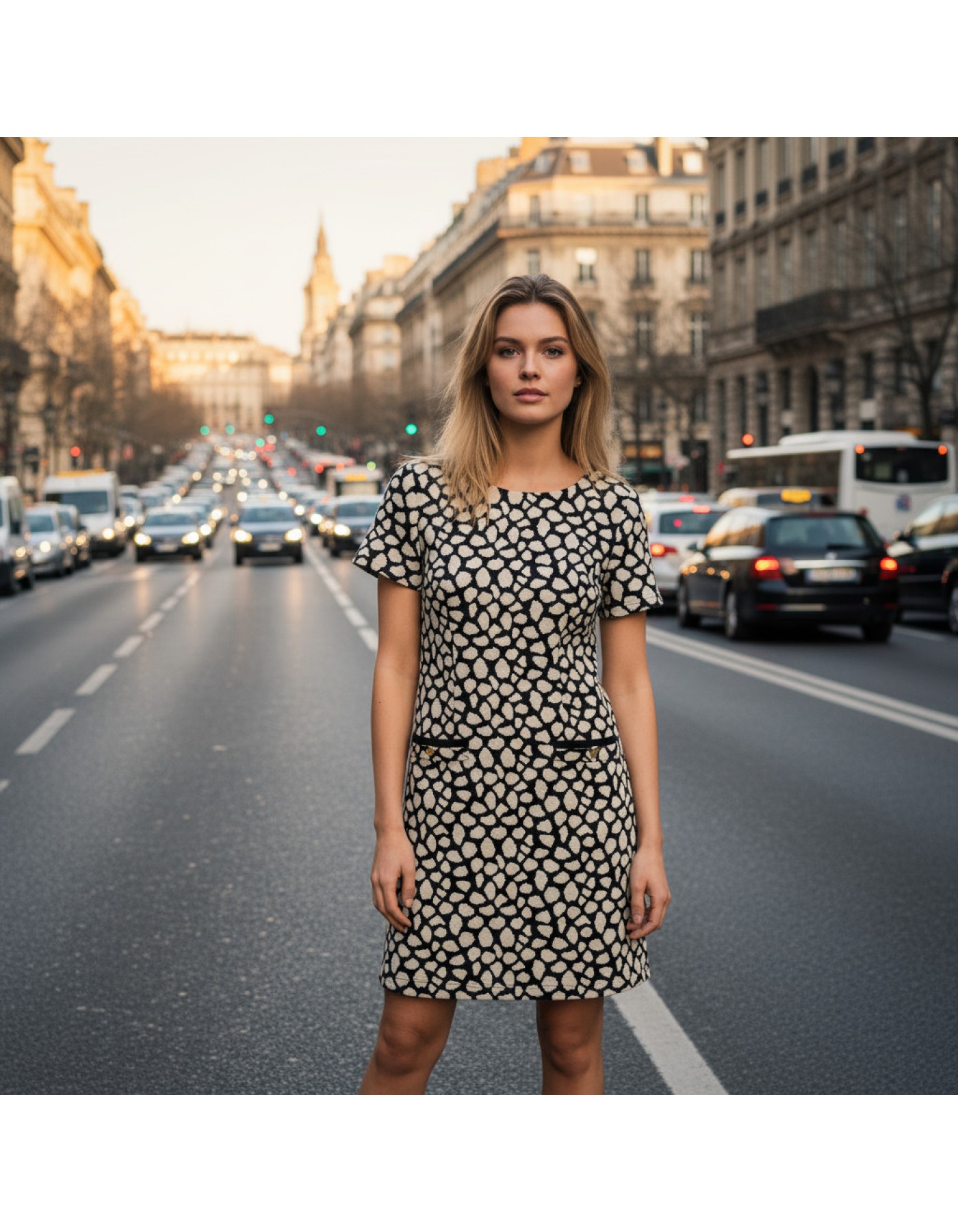 Φόρεμα λεοπάαρ χοντρό πλεχτό