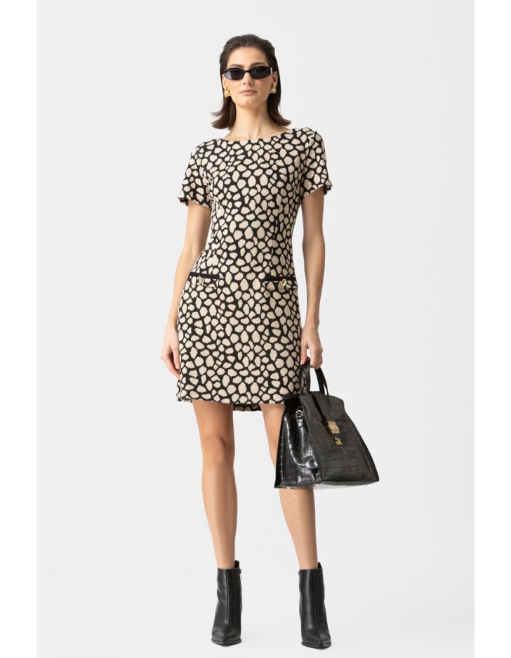 Φόρεμα λεοπάαρ χοντρό πλεχτό