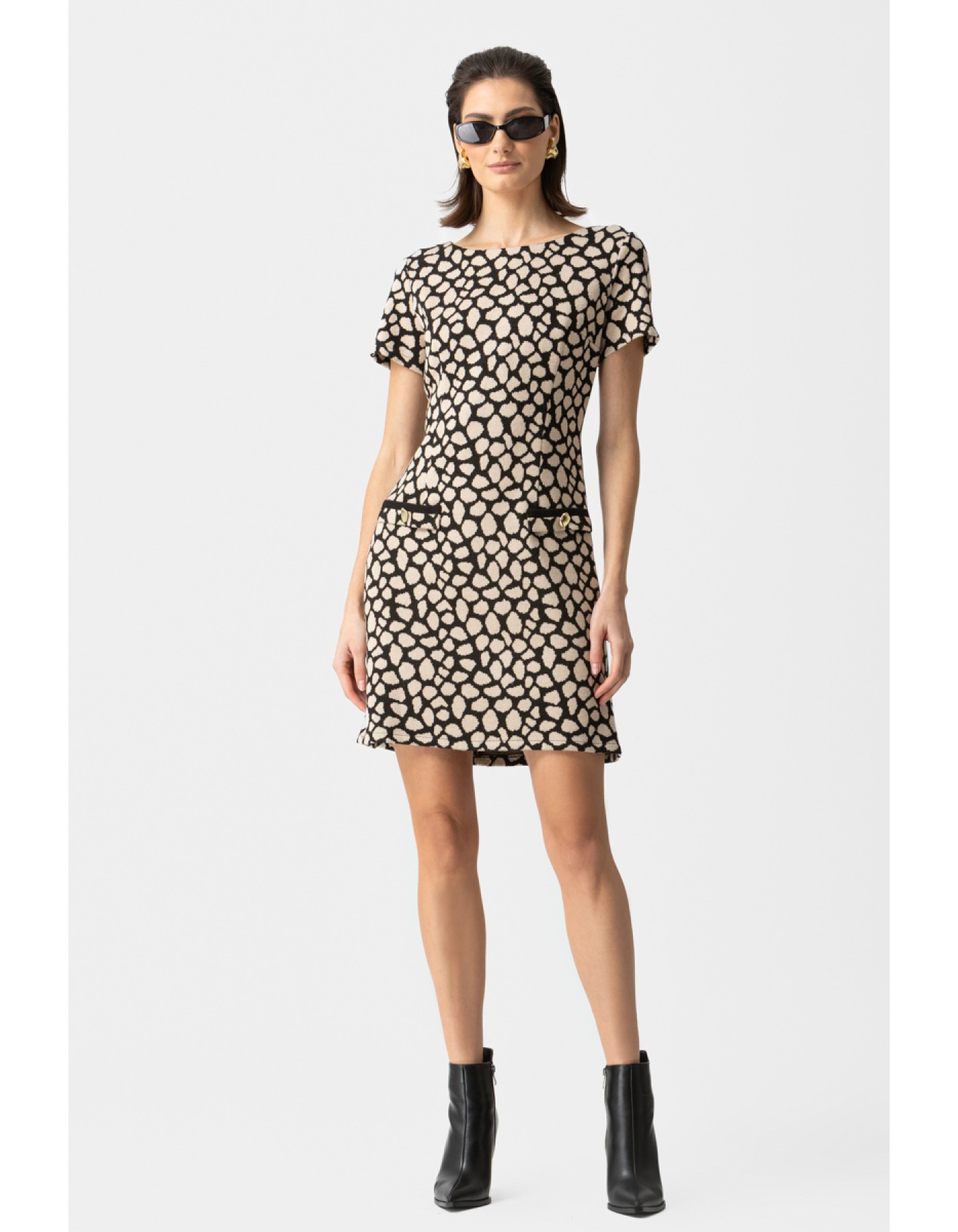 Φόρεμα λεοπάαρ χοντρό πλεχτό