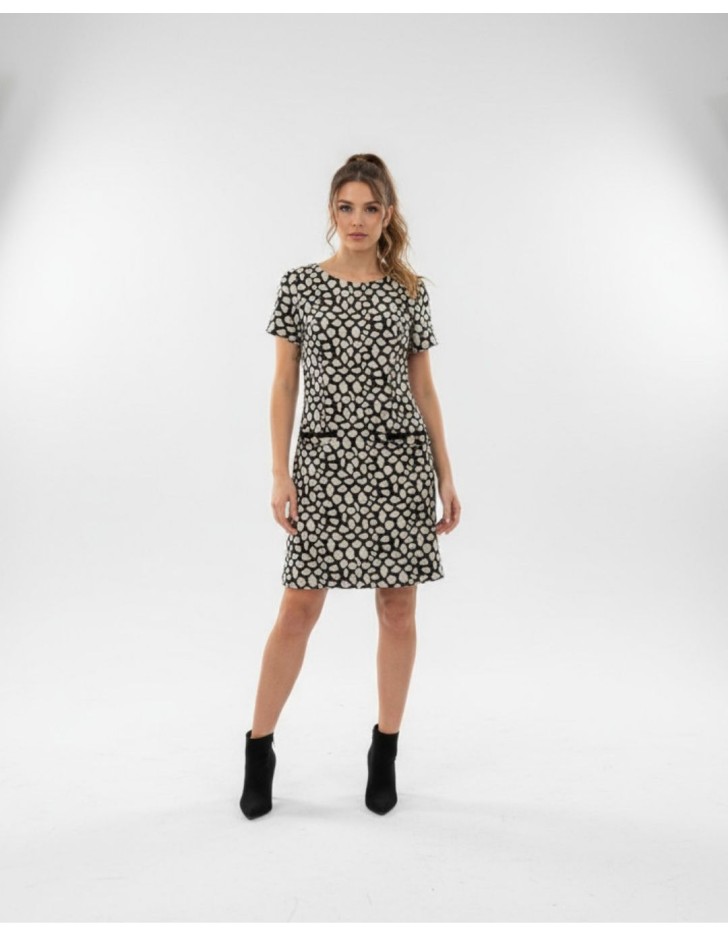 Φόρεμα λεοπάαρ χοντρό πλεχτό