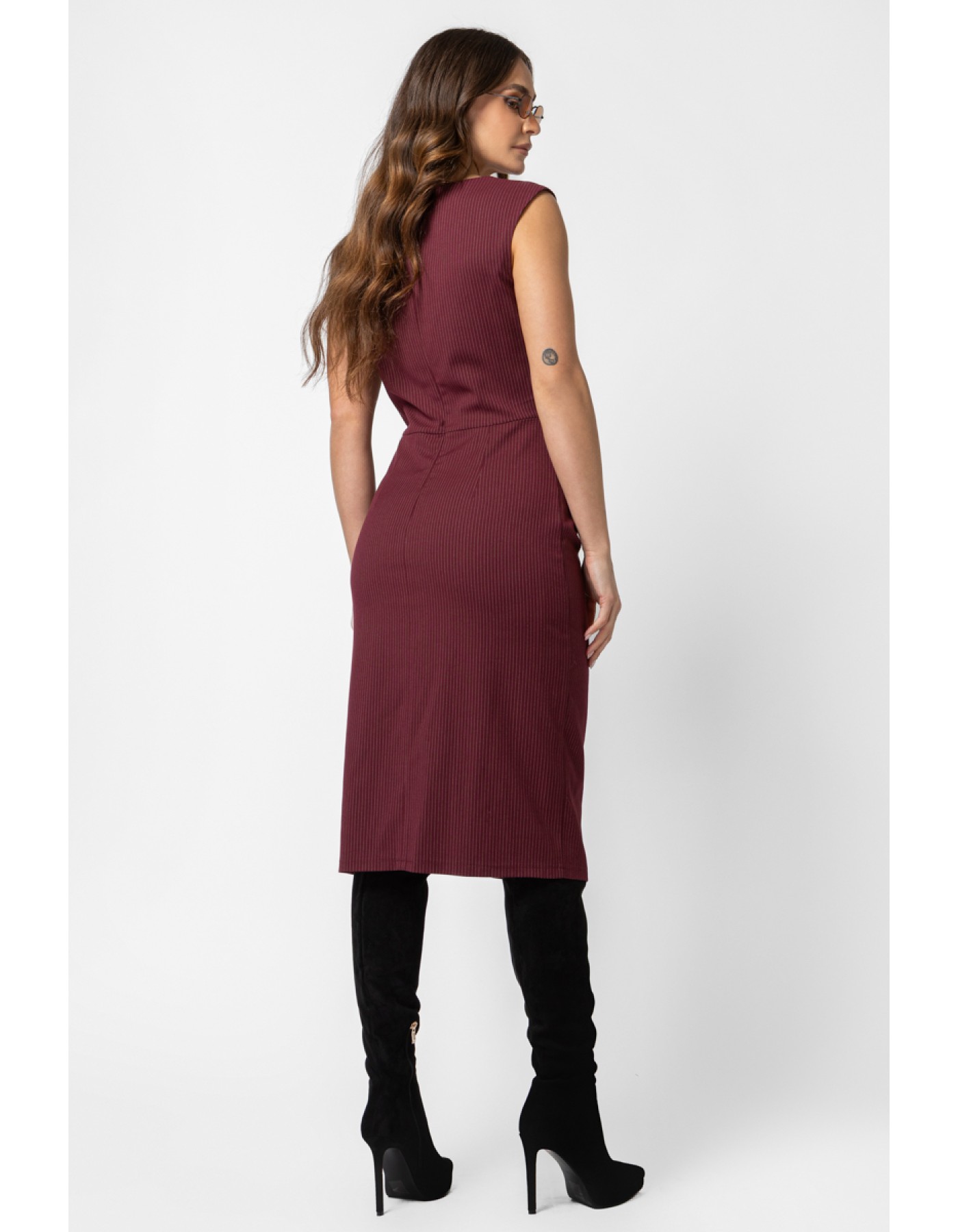 Φόρεμα ριγέ σούρα σχίσιμο