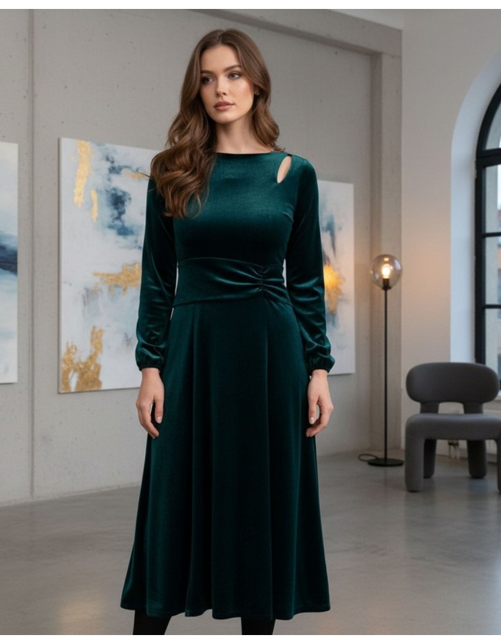 Φόρεμα βελούδο σχίσιμο σούρα