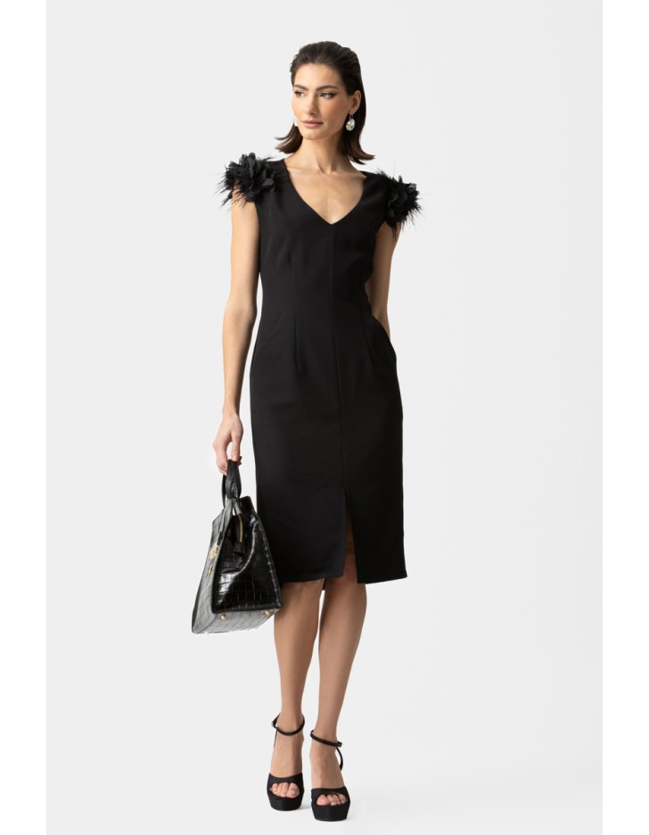 Φόρεμα κρεπ φτερό