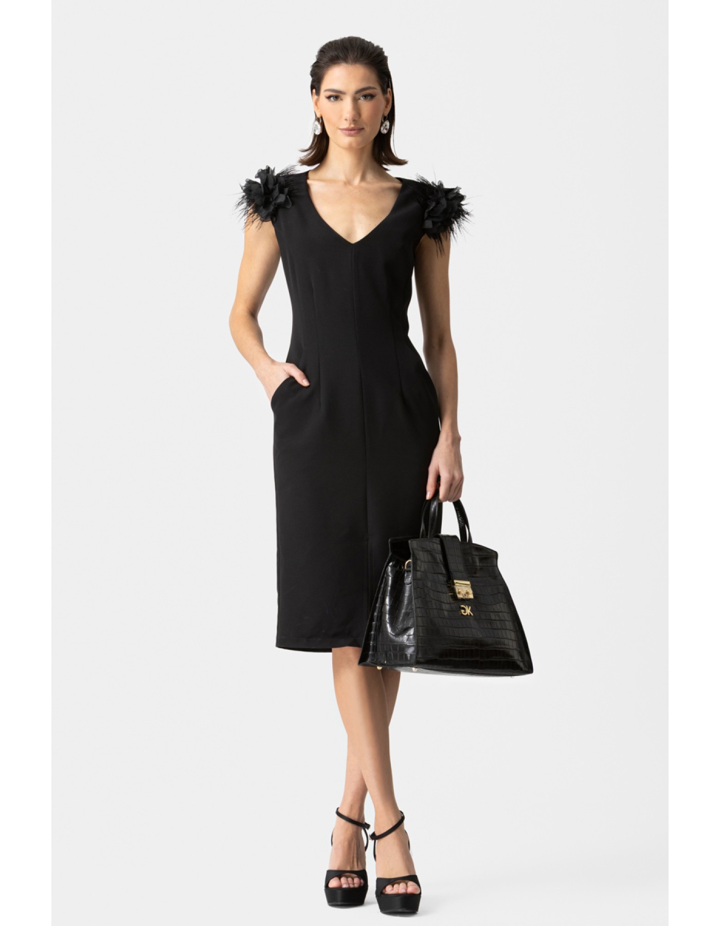 Φόρεμα κρεπ φτερό