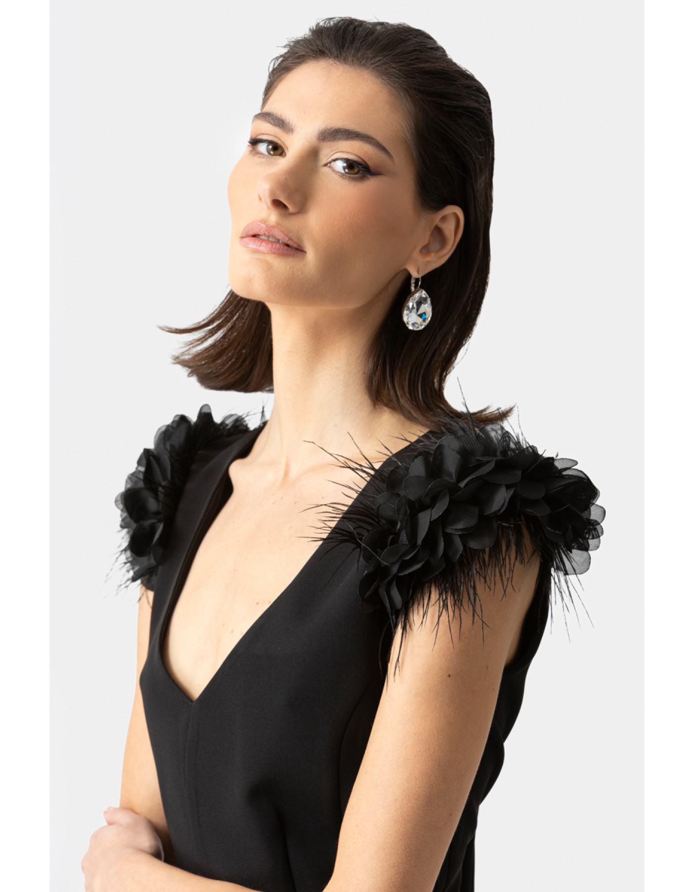 Φόρεμα κρεπ φτερό