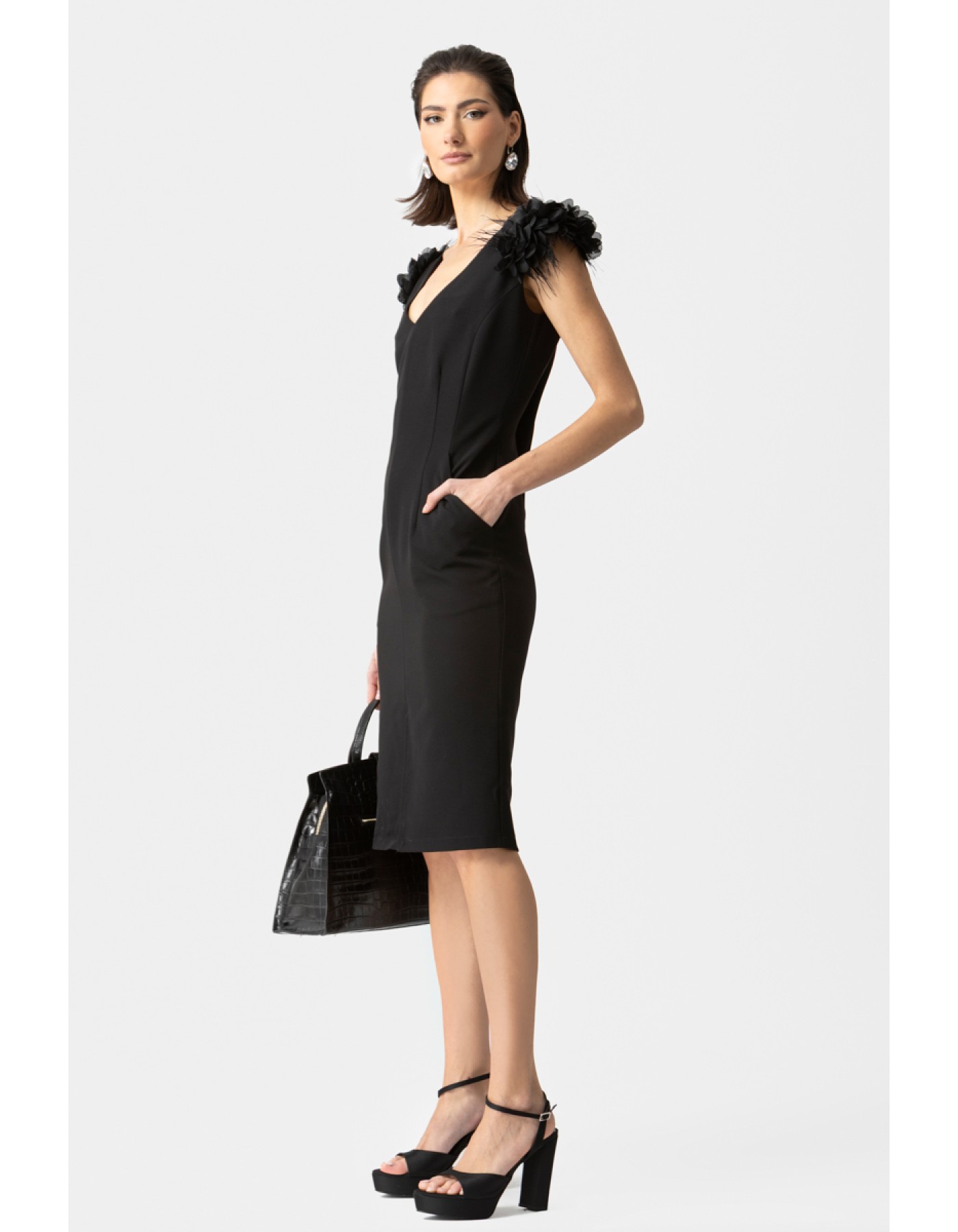 Φόρεμα κρεπ φτερό