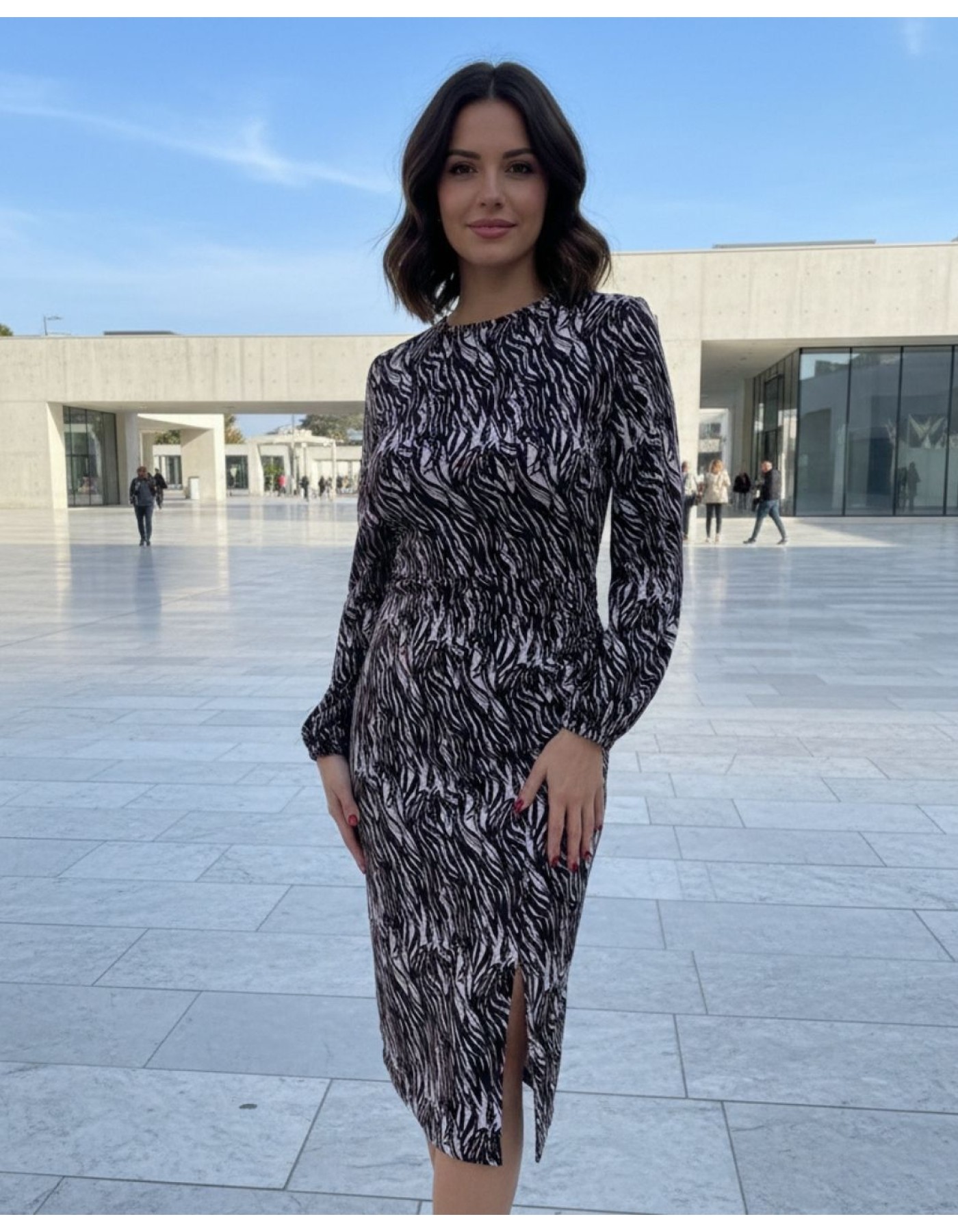 Φόρεμα πλεχτό εμπριμέ Kalia